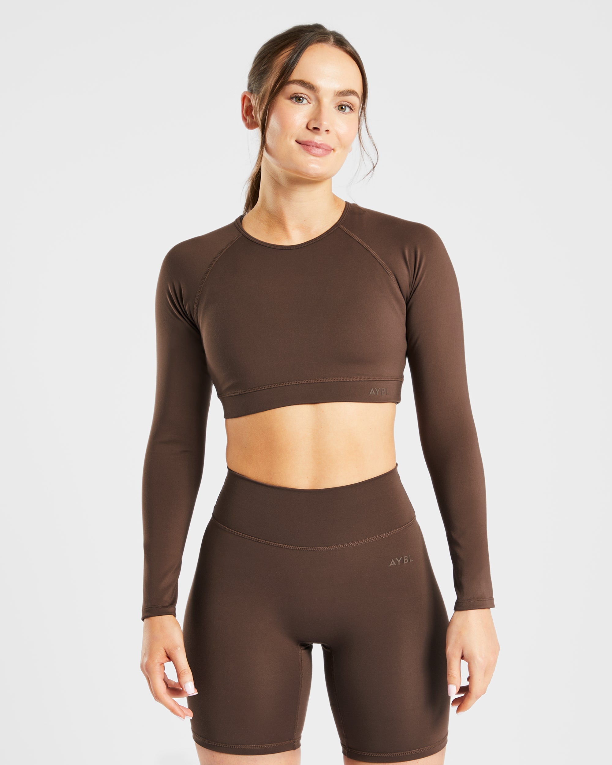 Staple Long Sleeve Crop Top - Bruin