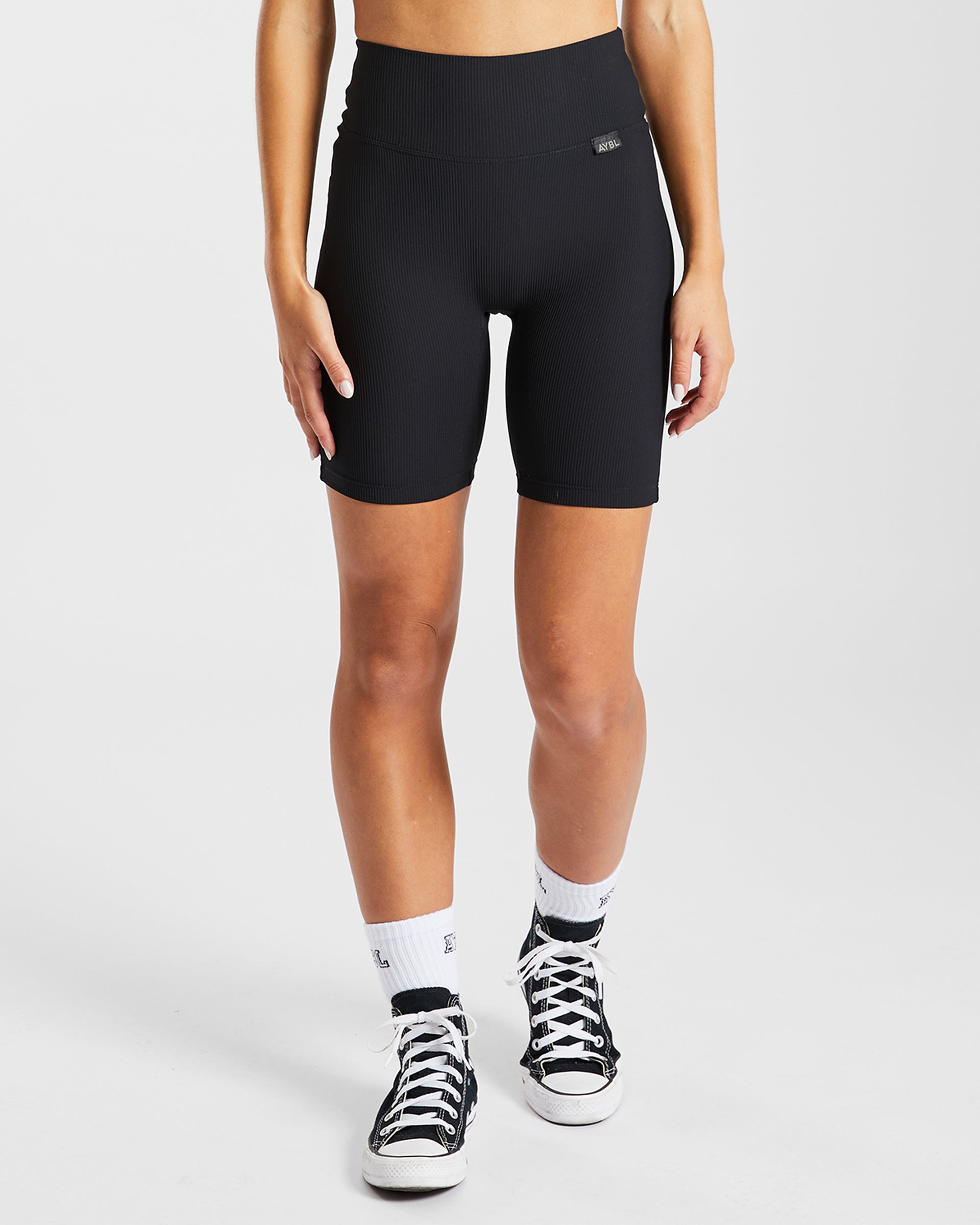 Sculpt Ribbed Cycling Shorts - Zwart