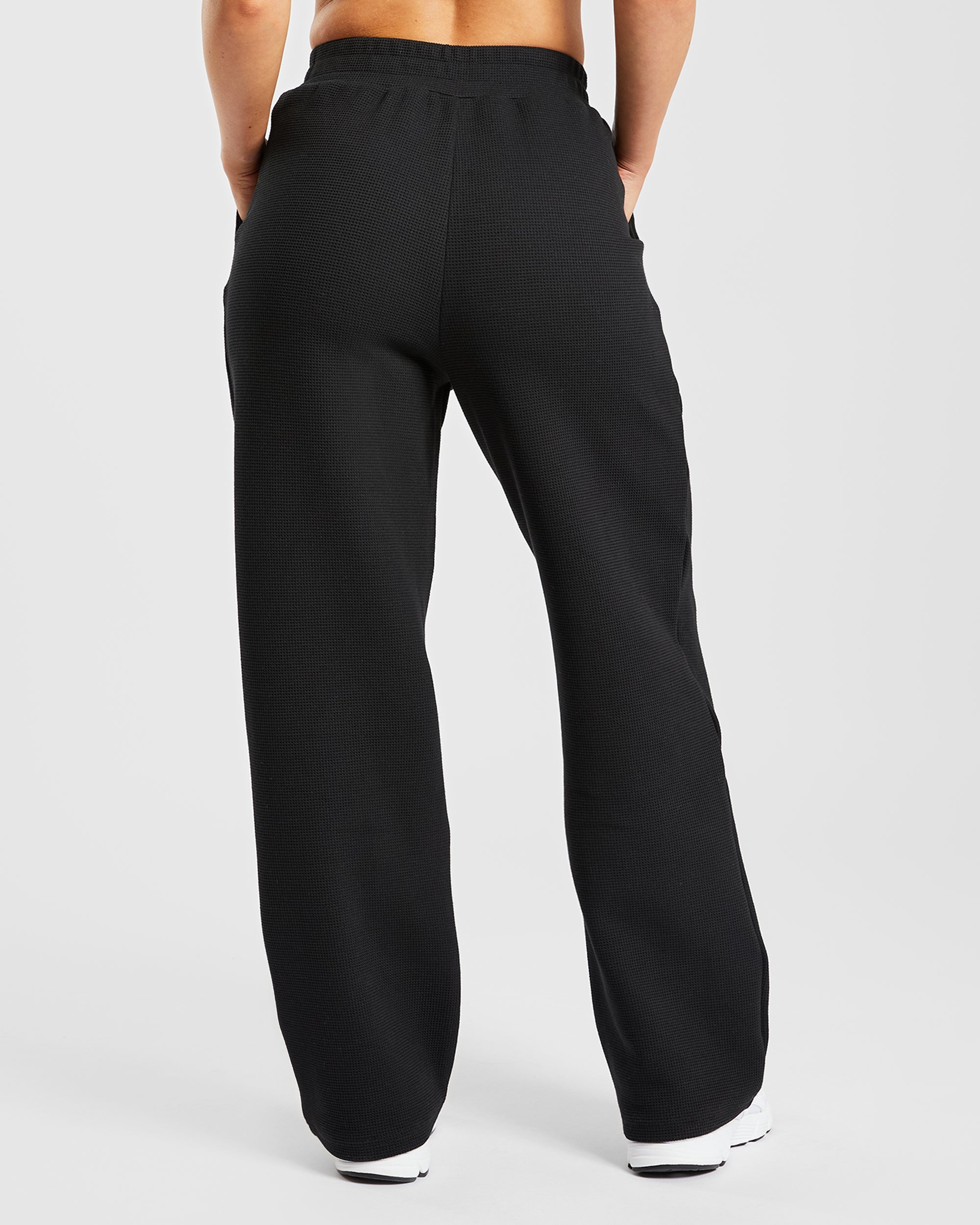 Waffle Straight Leg Joggers - Zwart