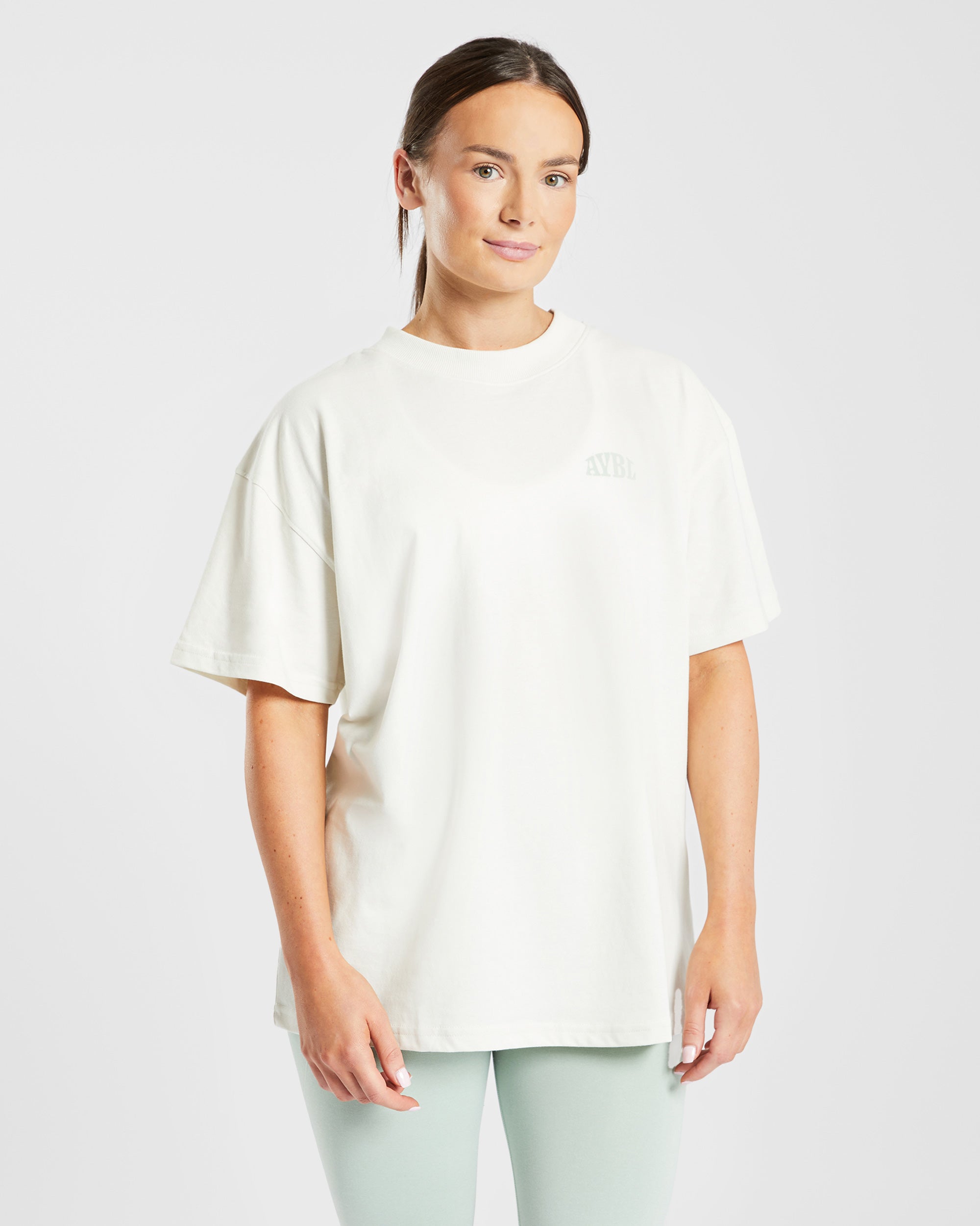 Mind Over Matter Oversized T Shirt - Beige/Groen