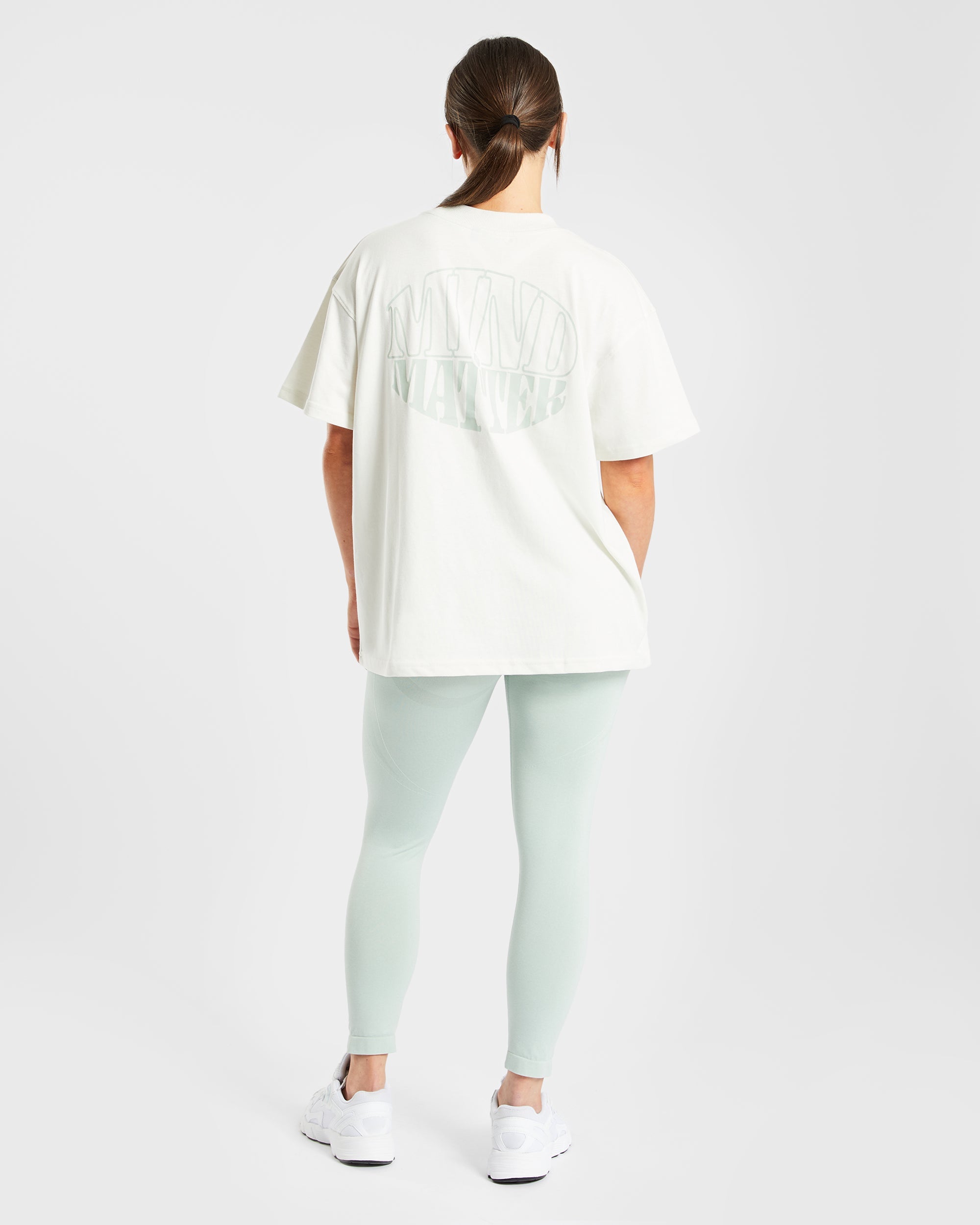 Mind Over Matter Oversized T Shirt - Beige/Groen