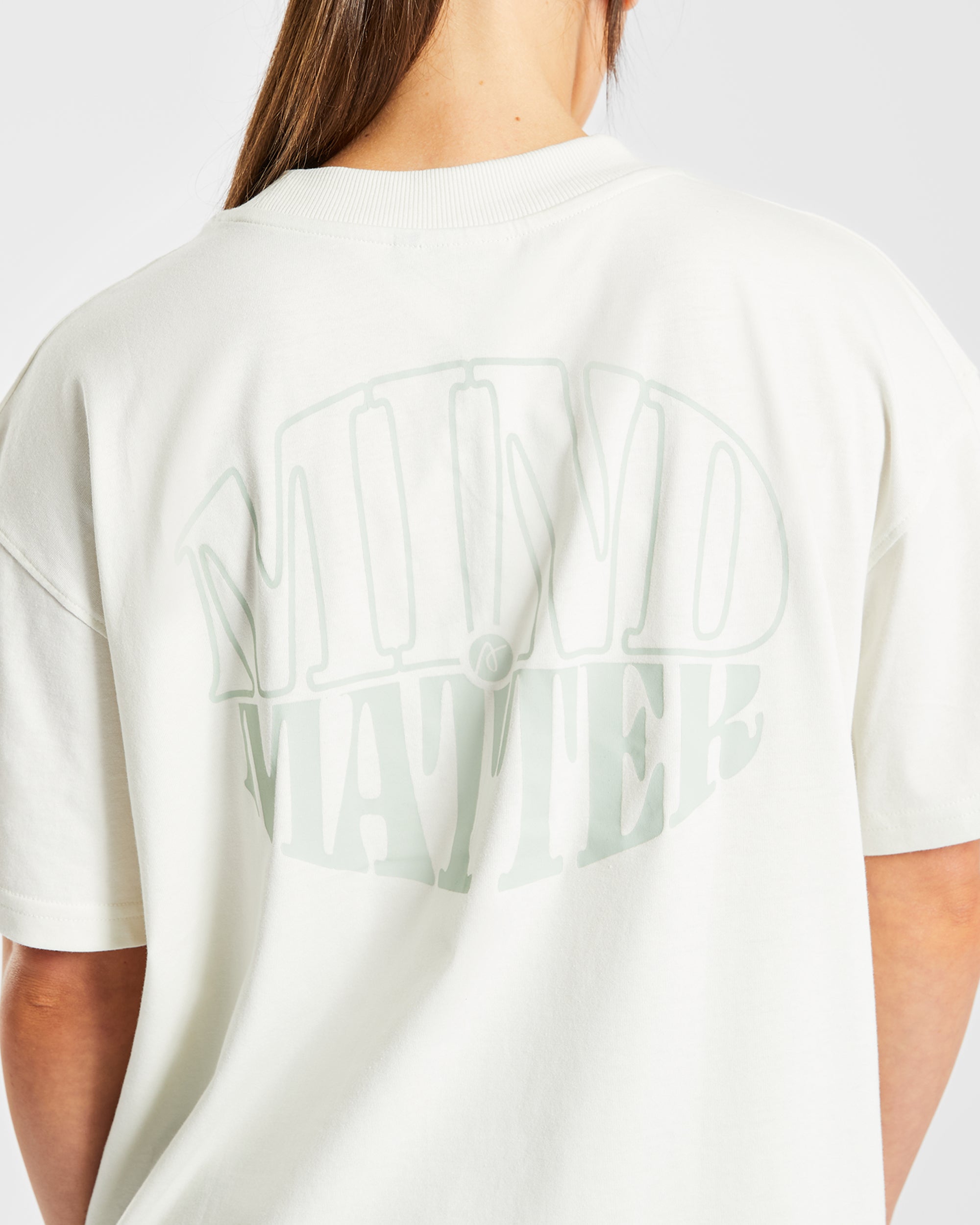 Mind Over Matter Oversized T Shirt - Beige/Groen
