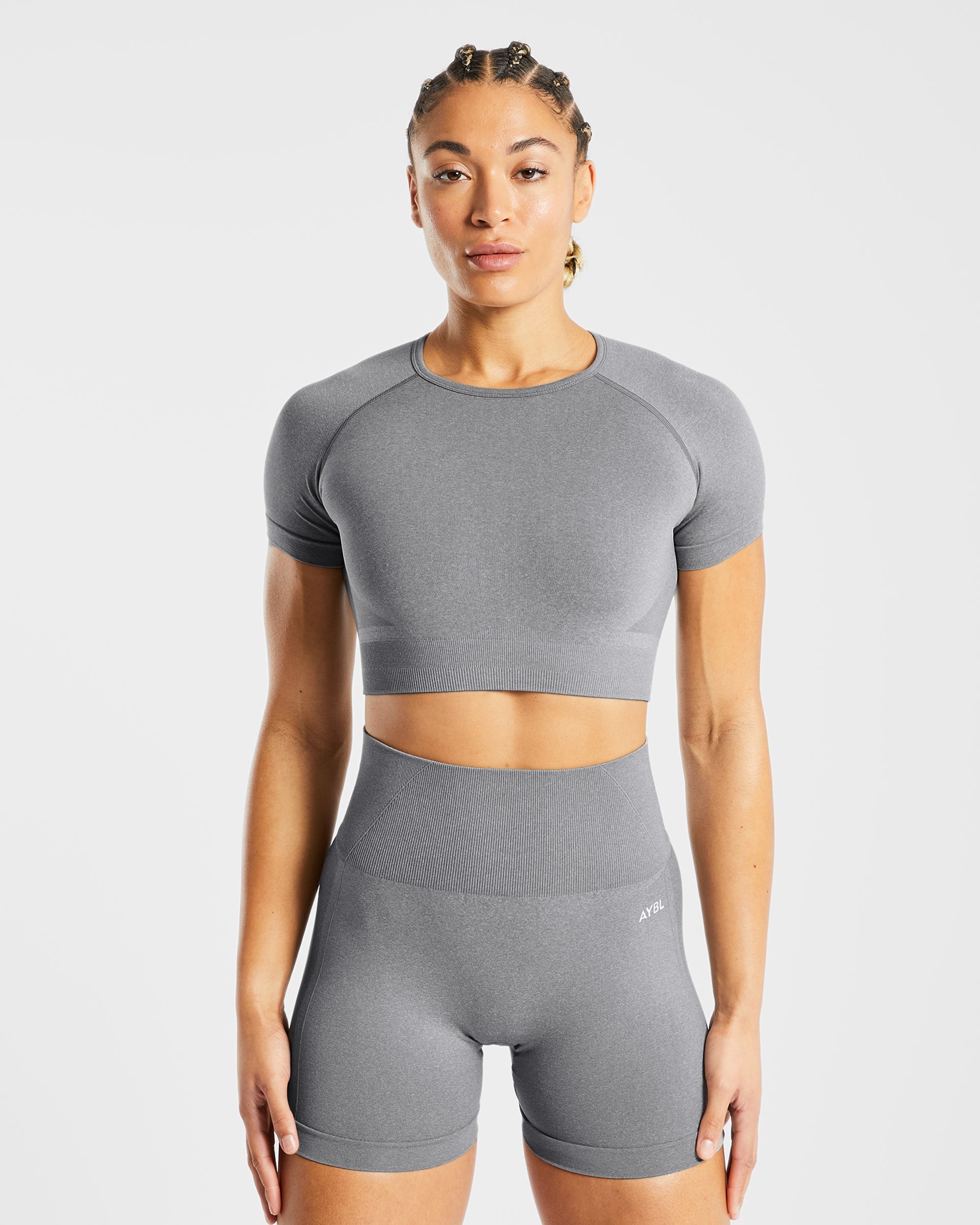 Empower Seamless Crop Top - Grijs Marl