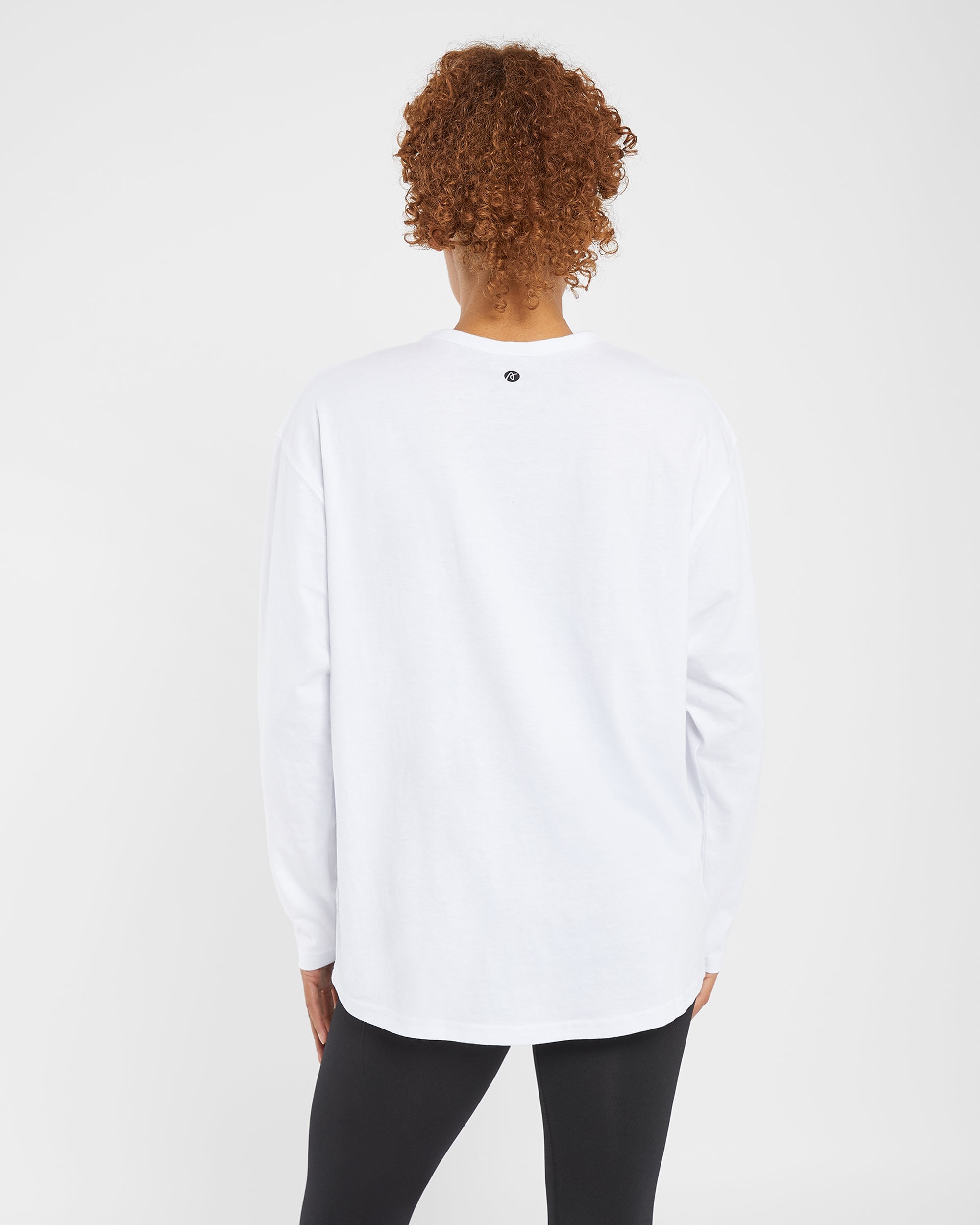 Essential Oversized Long Sleeve T Shirt - Wit
