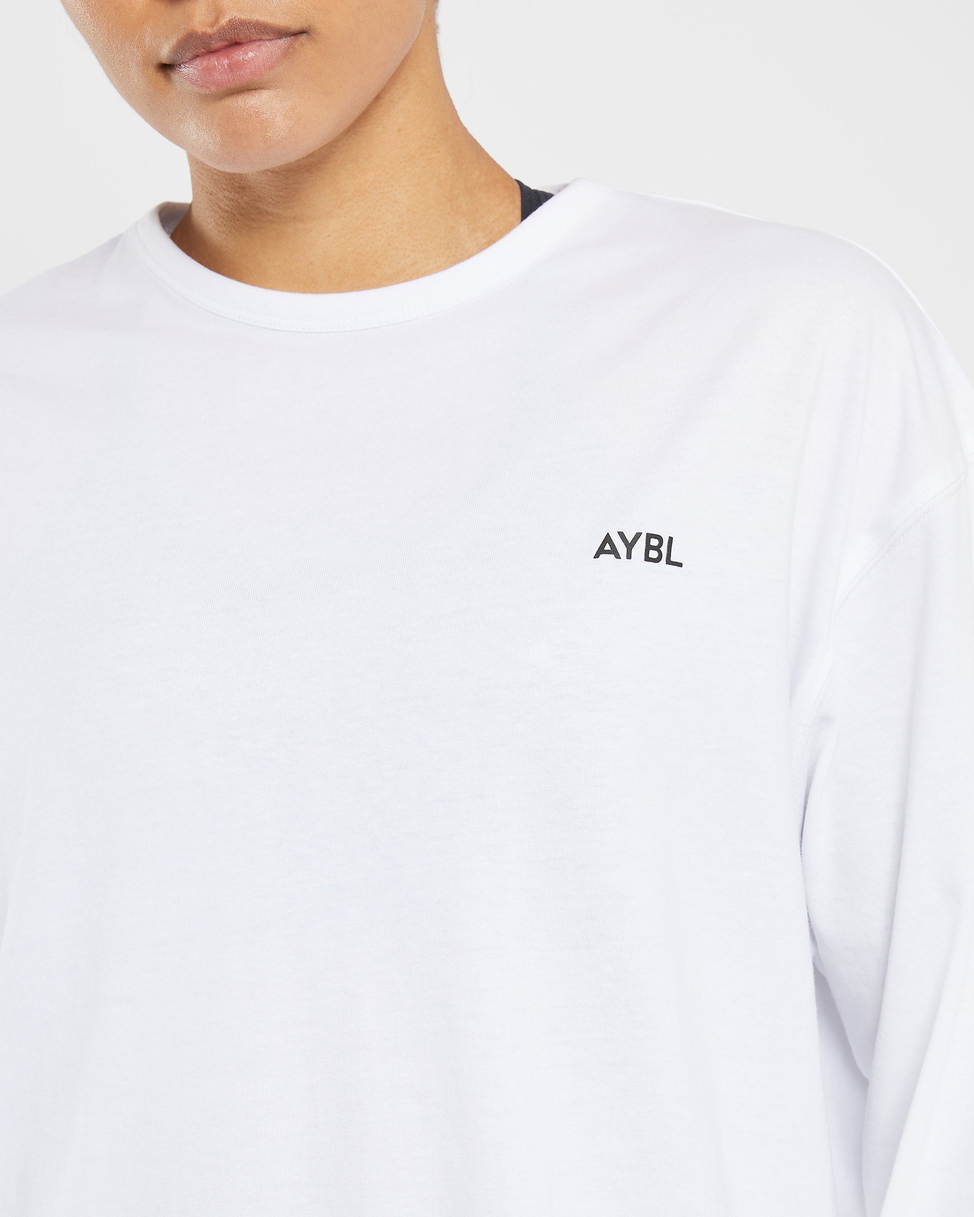 Essential Oversized Long Sleeve T Shirt - Wit