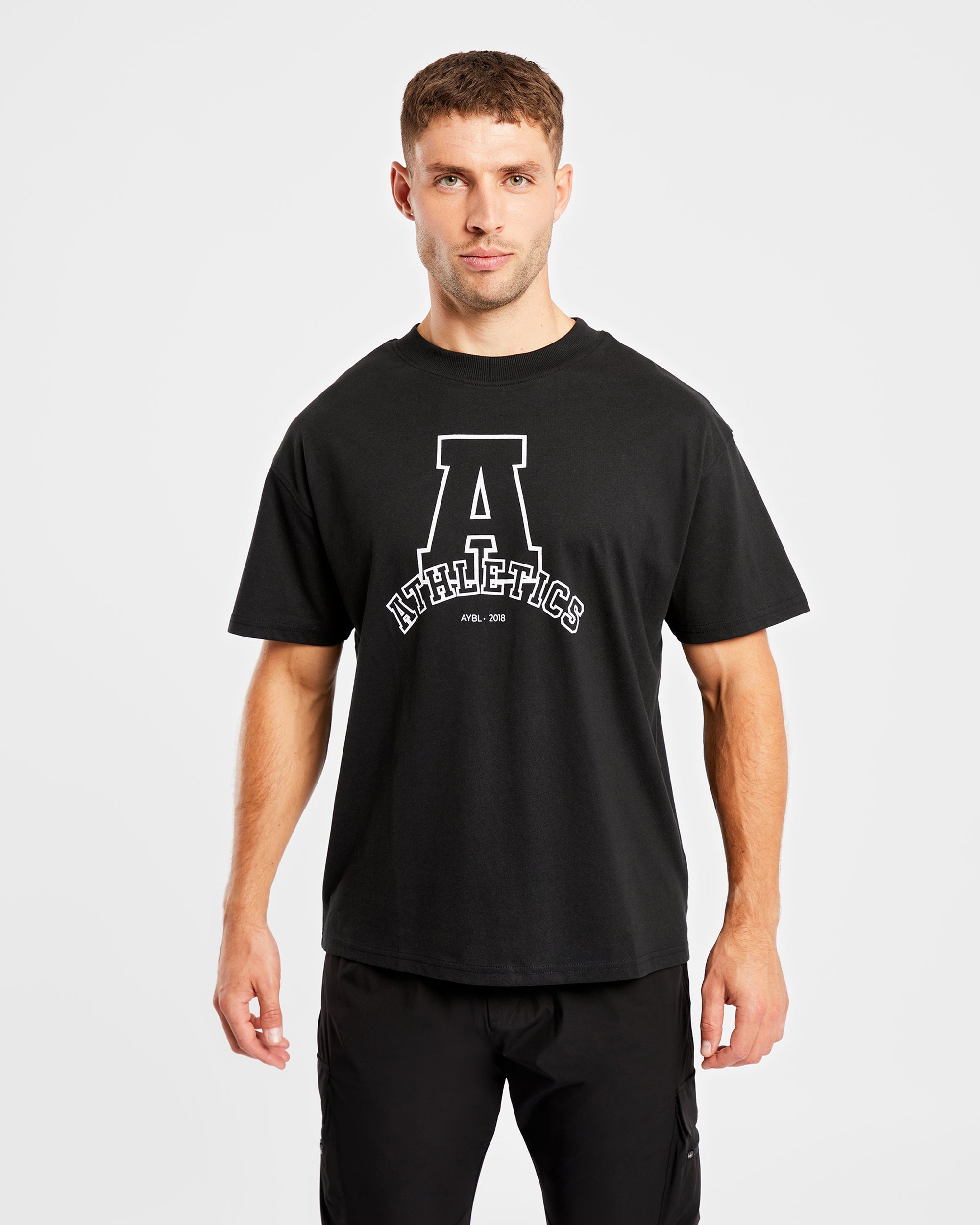 Athletics Varsity Oversized T Shirt - Zwart