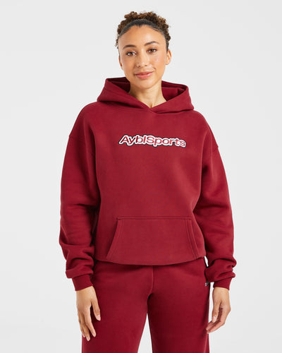 AYBL Sports Outline Oversized Hoodie - Burgundy