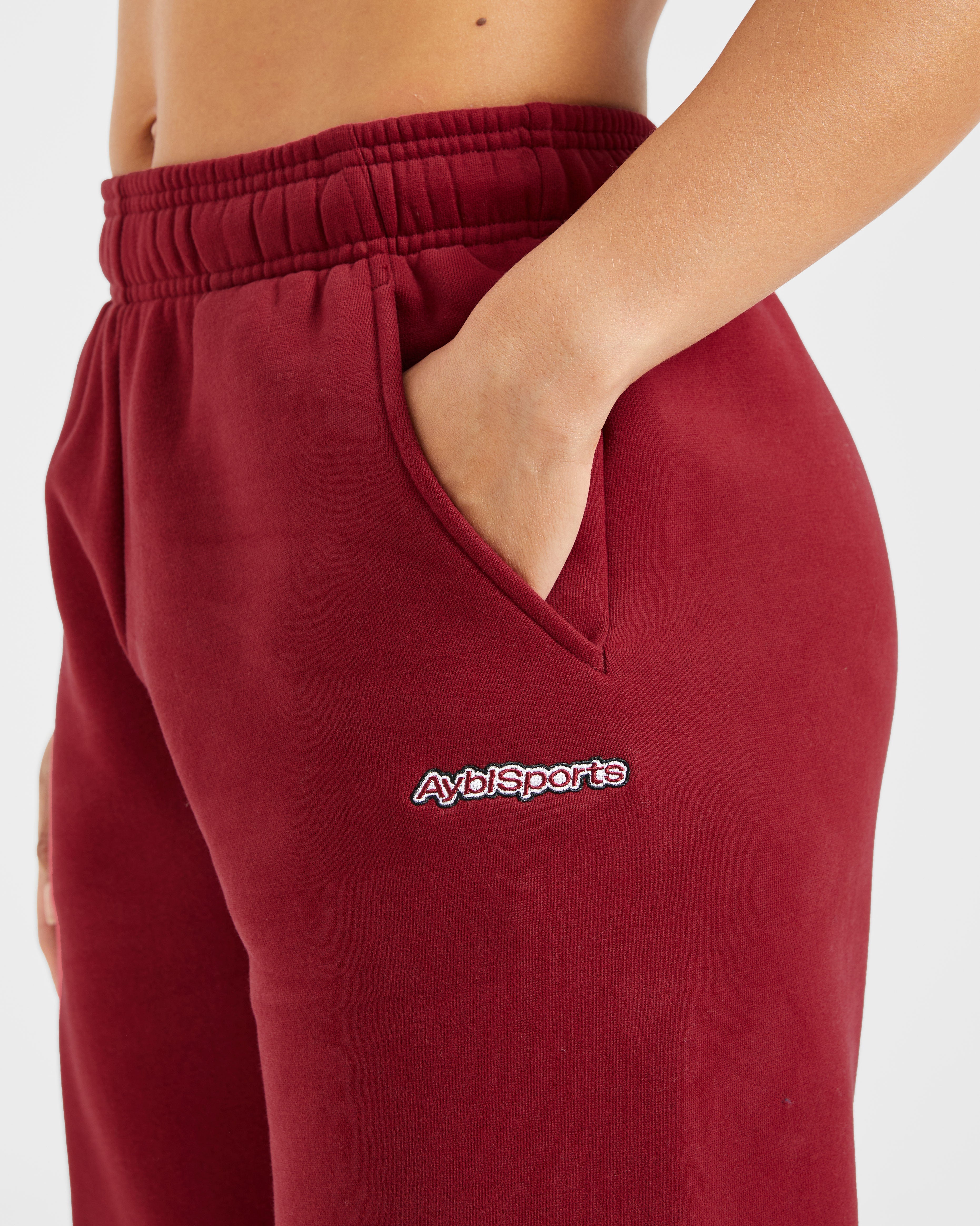 AYBL Sports Outline Oversized Straight Leg Joggers - Burgundy