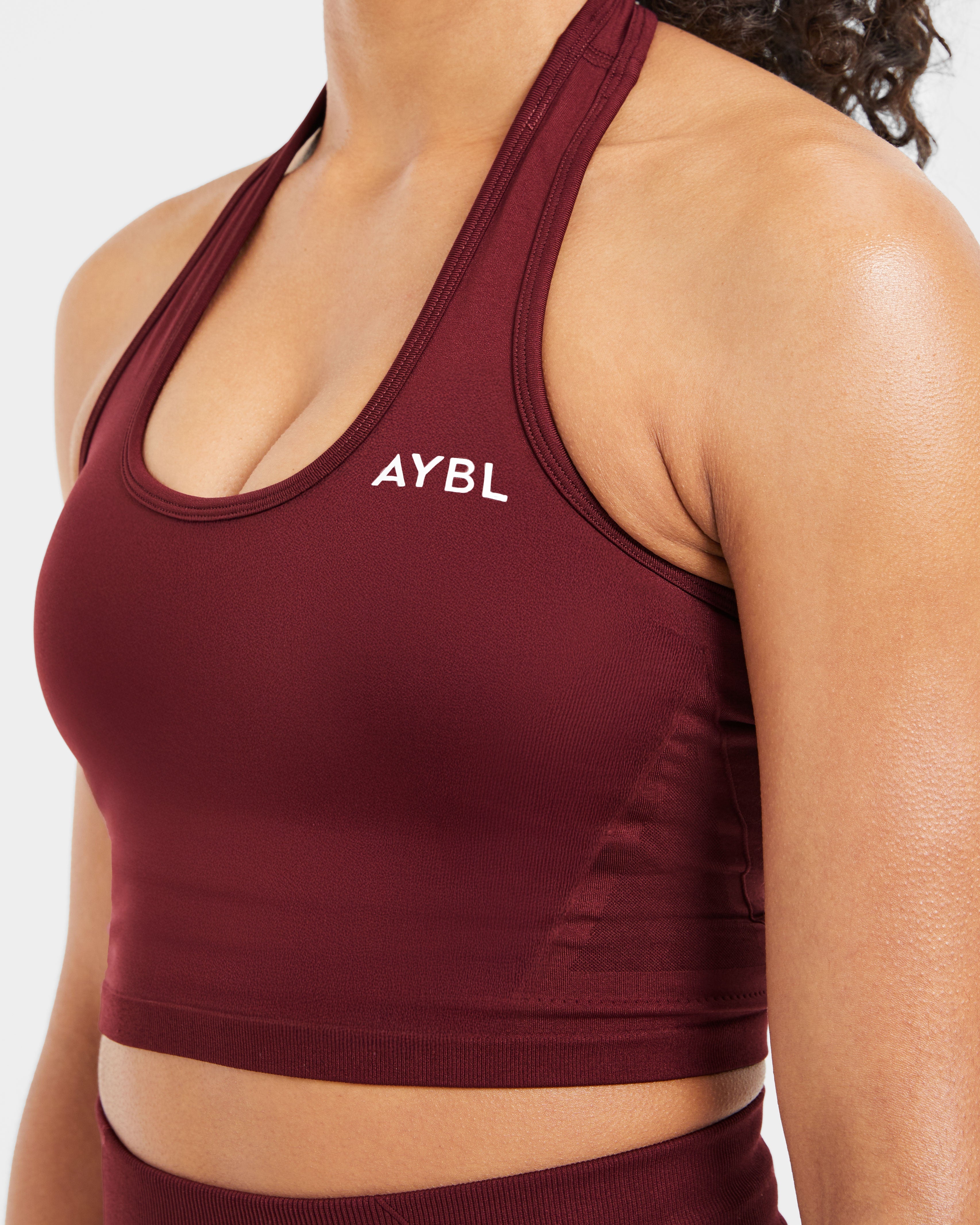 Empower Seamless Halterneck Crop Top - Rood Wine