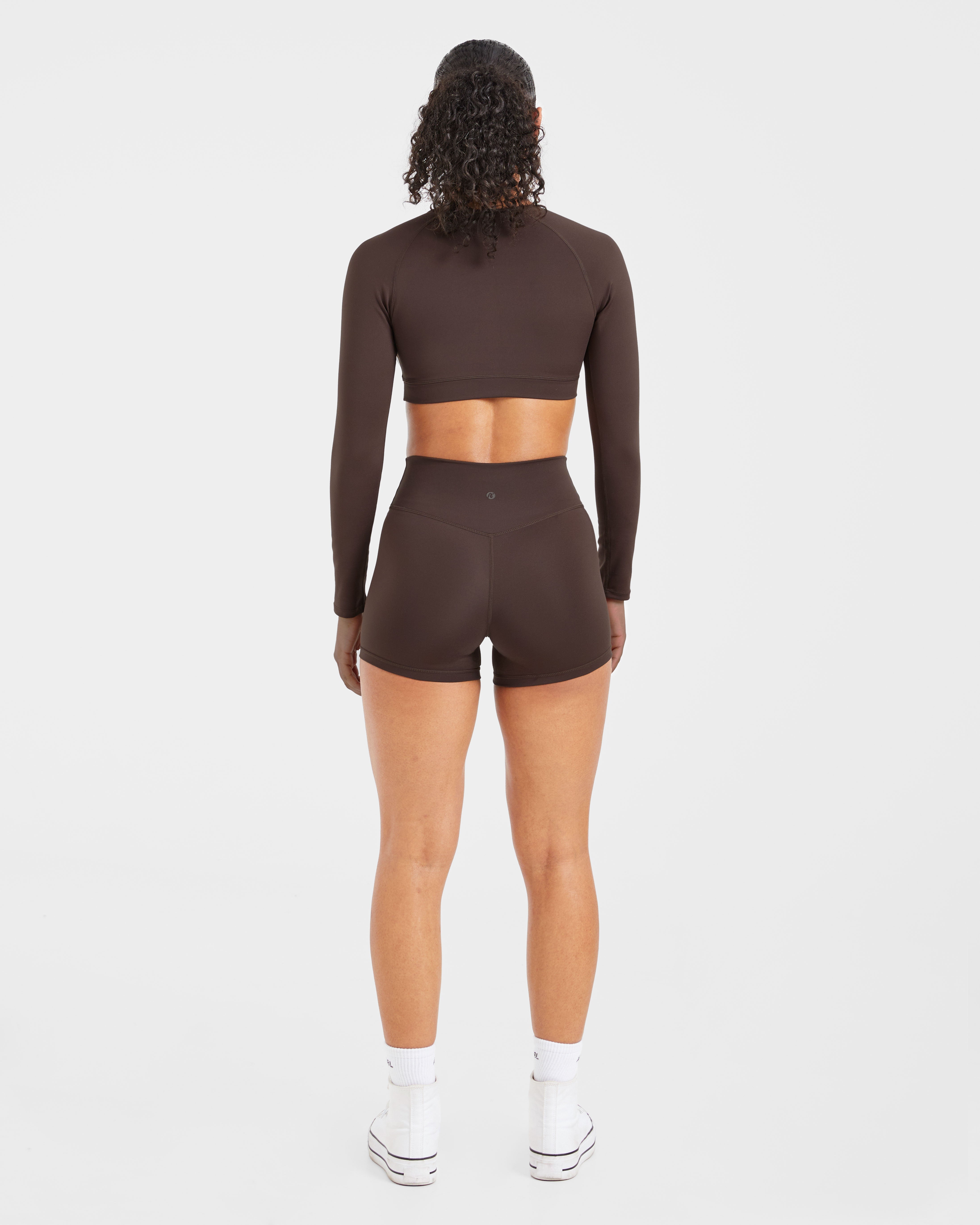 Staple Long Sleeve Crop Top - Coffee Bruin