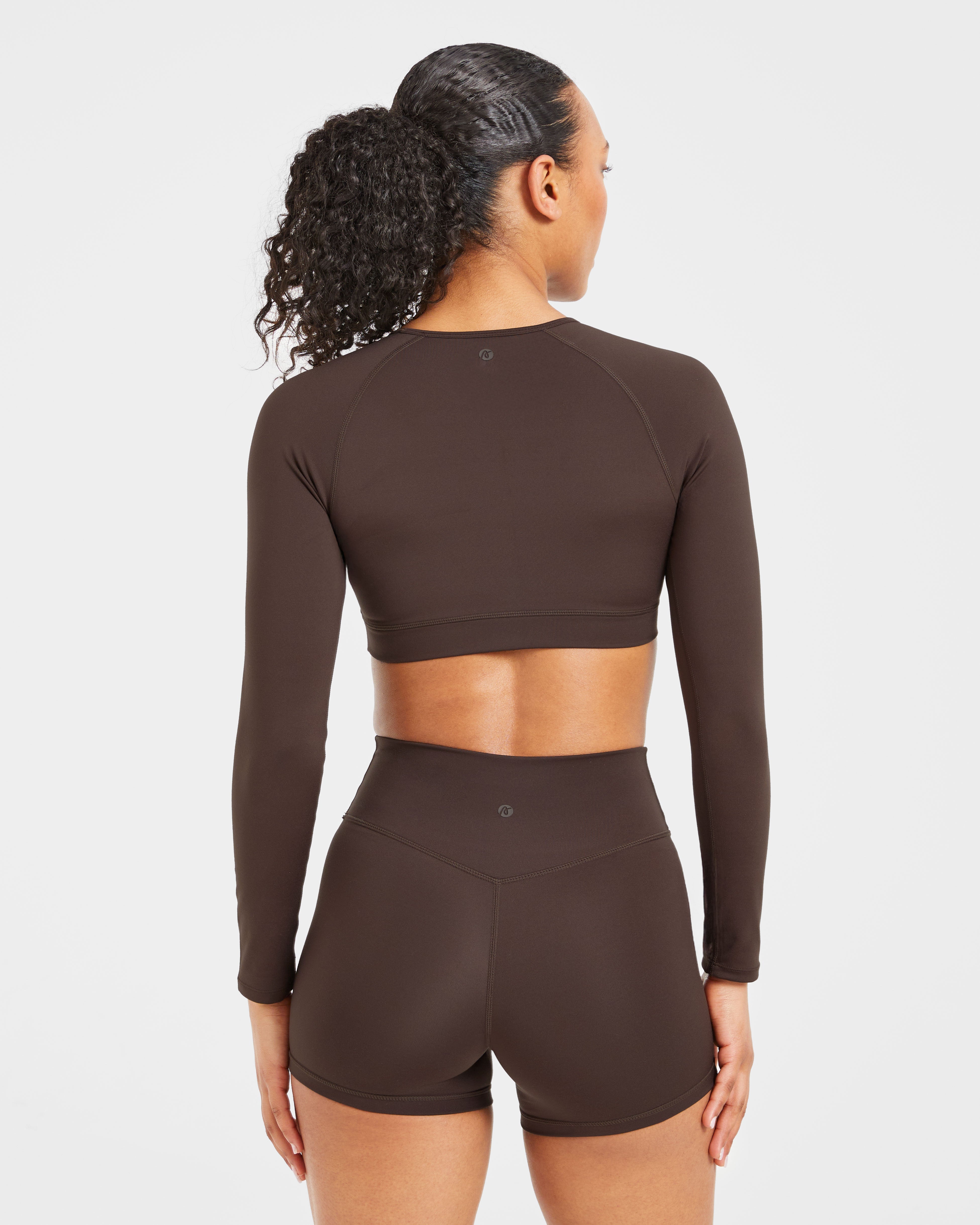 Staple Long Sleeve Crop Top - Coffee Bruin