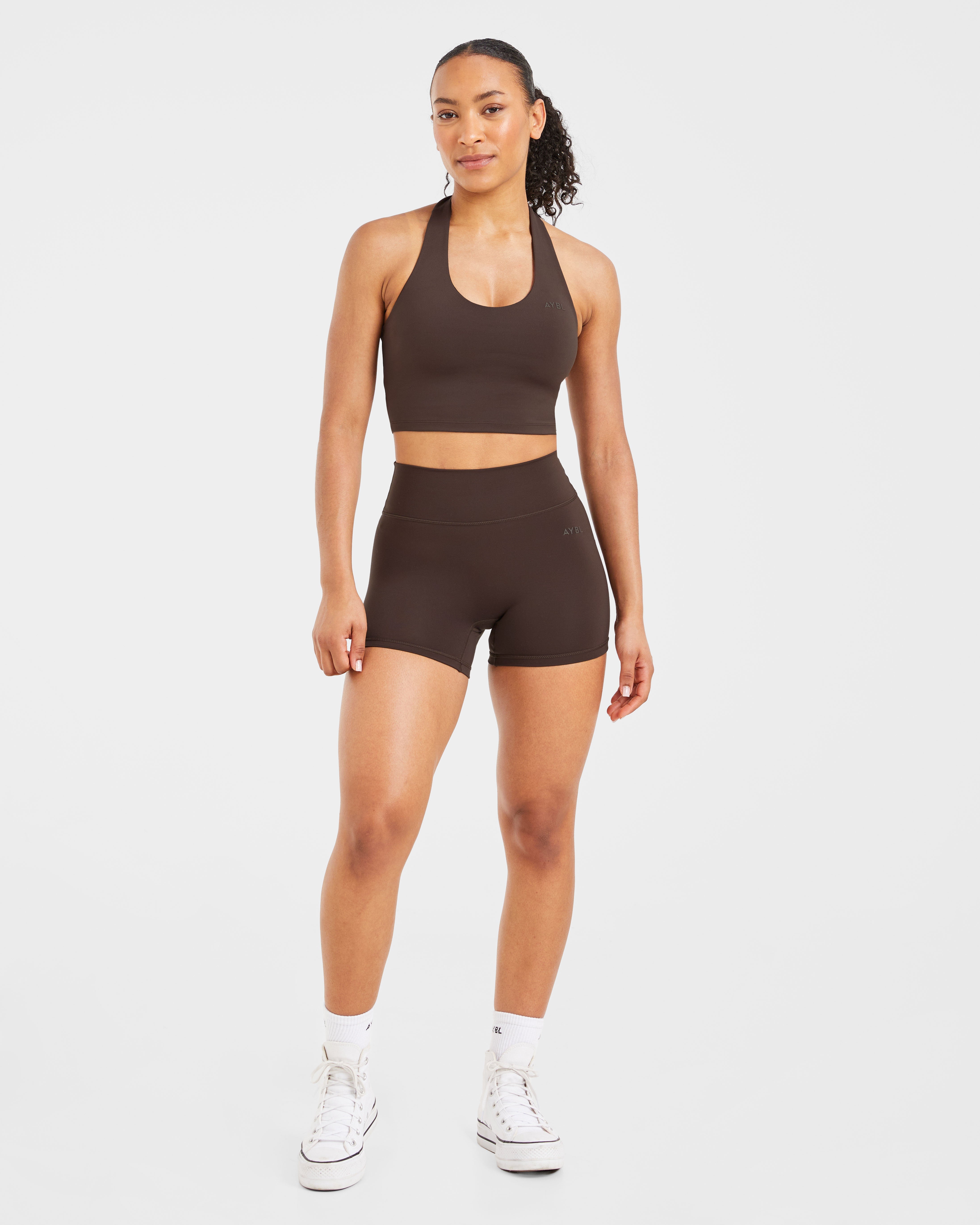 Staple Halterneck Crop Top - Coffee Bruin