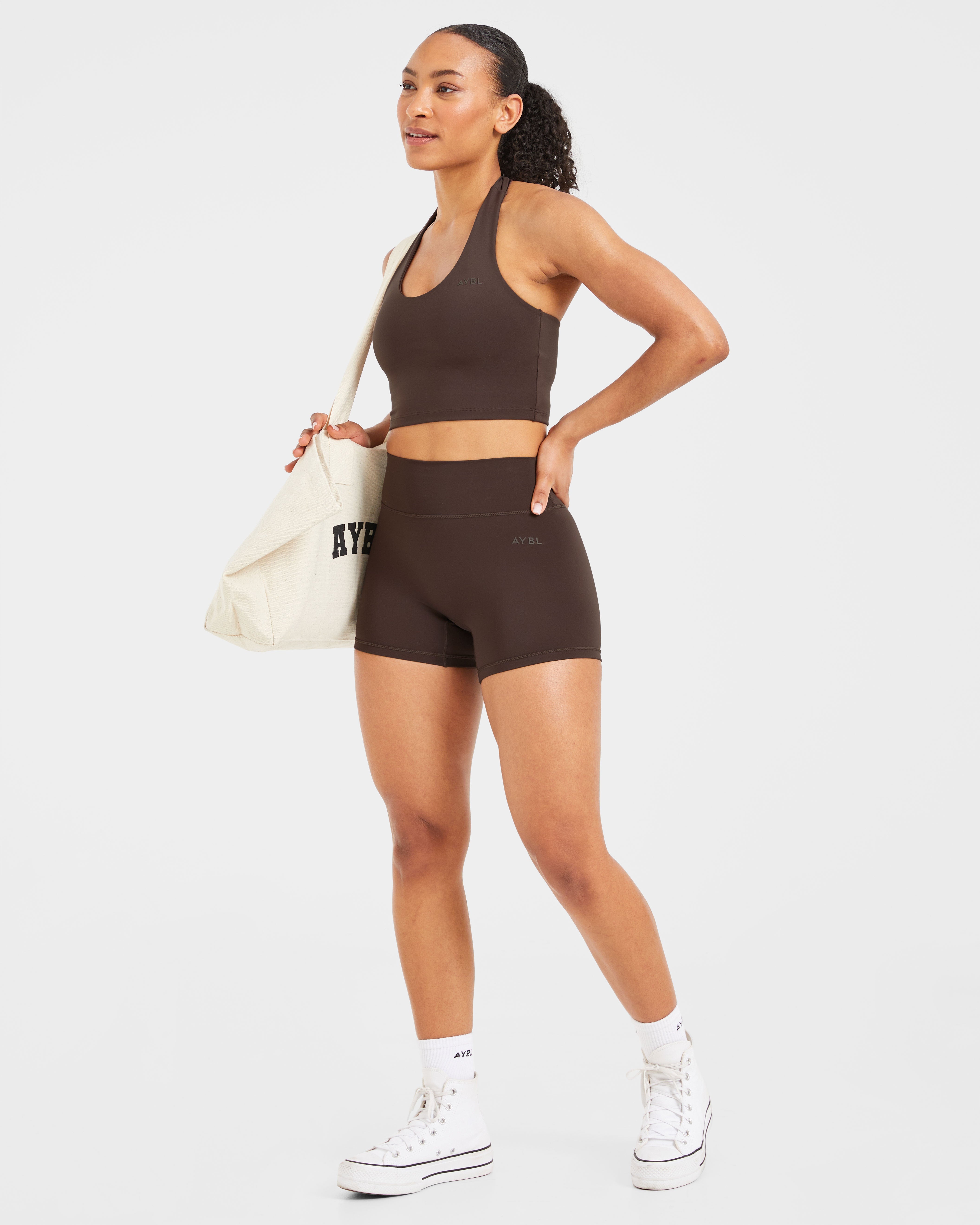 Staple Halterneck Crop Top - Coffee Bruin