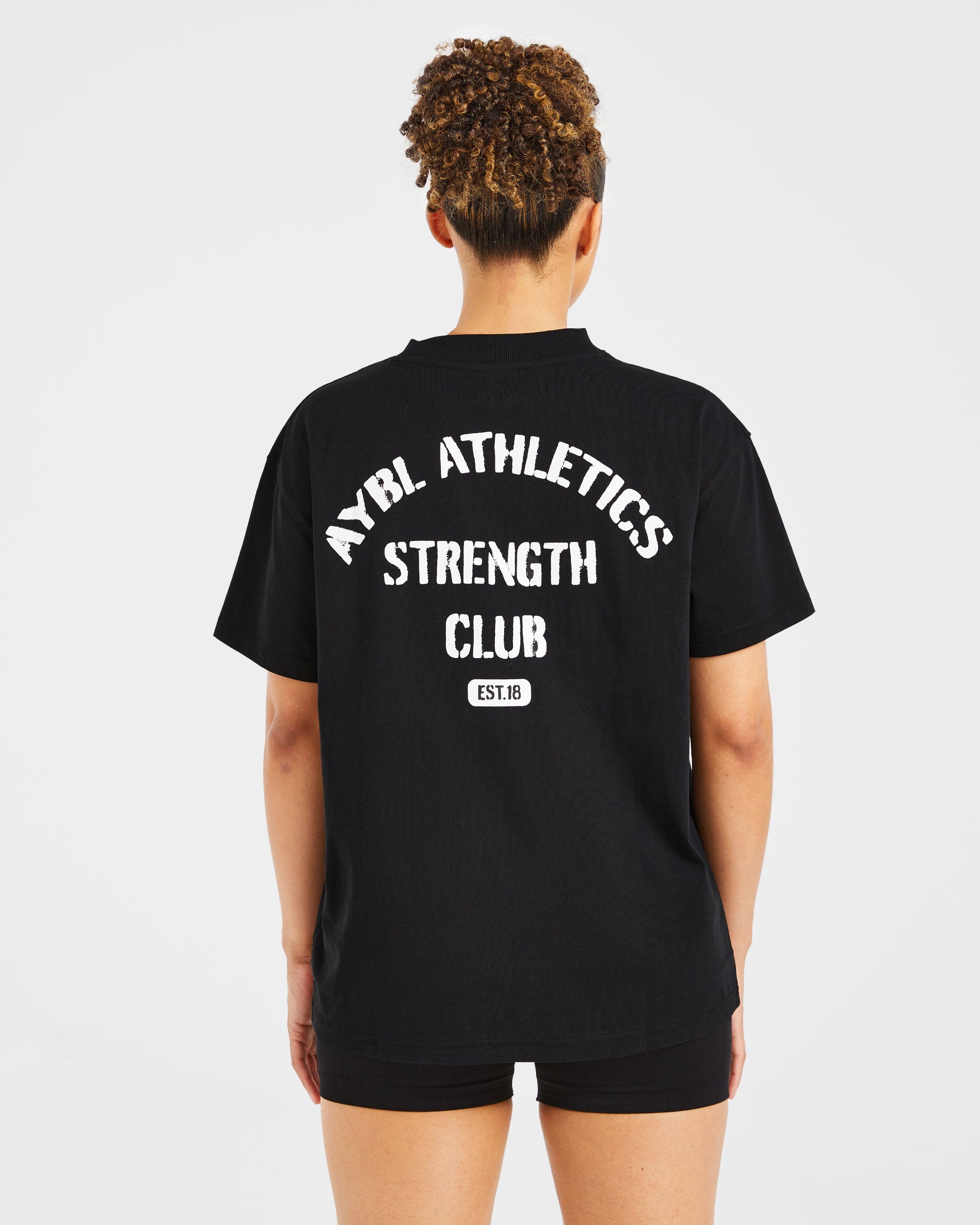 Athletics Strength Club Oversized T Shirt - Zwart