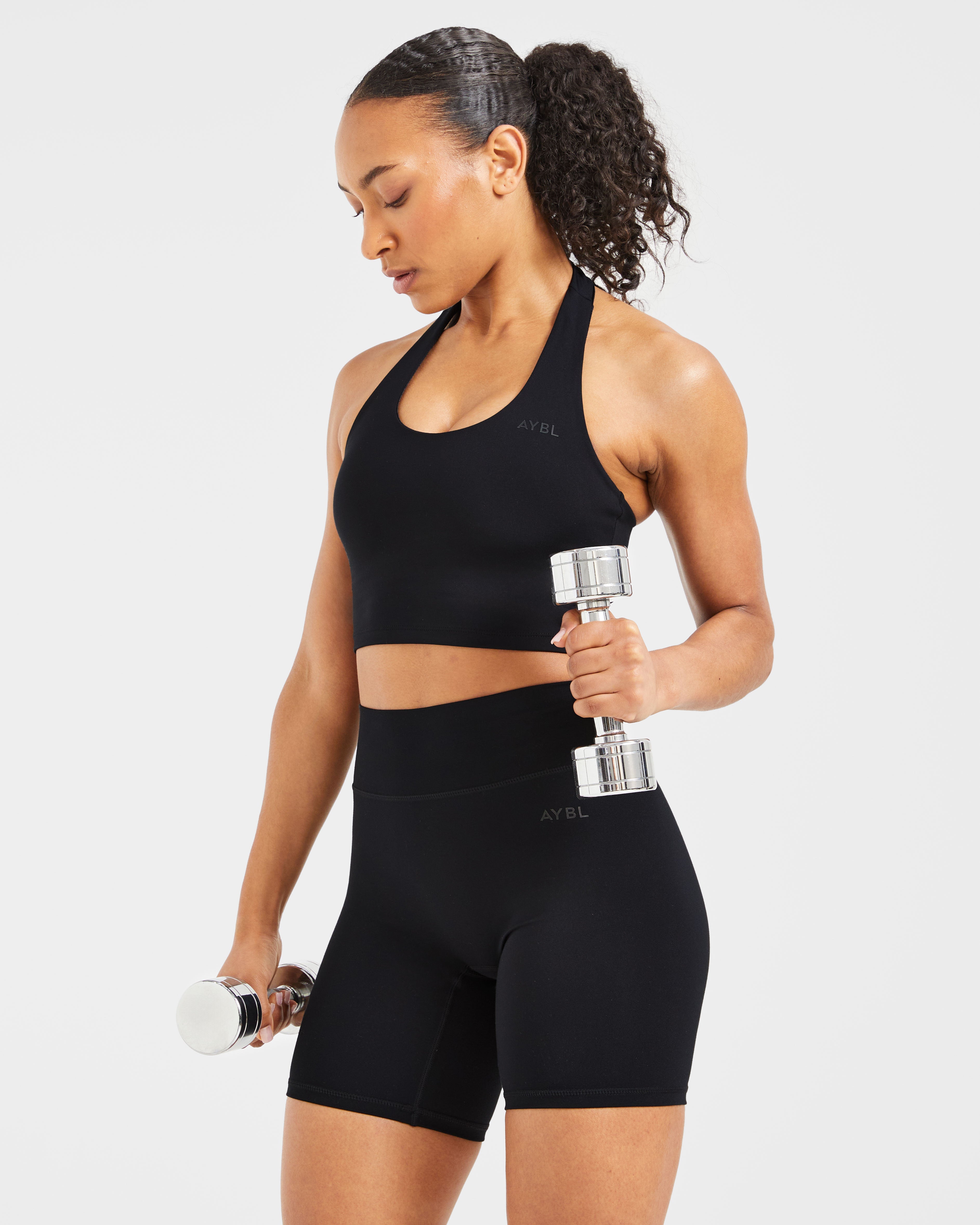 Staple Halterneck Crop Top - Zwart