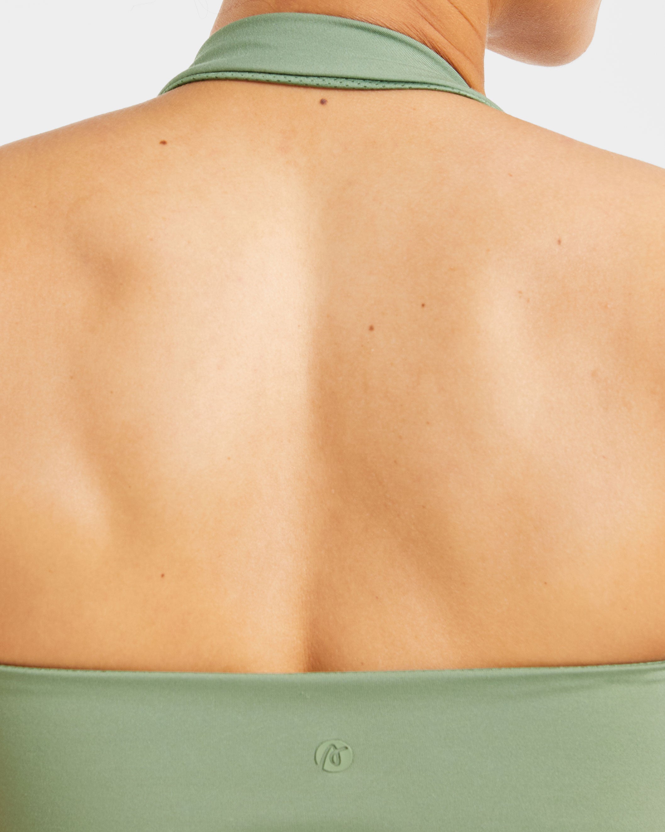 Staple Halterneck Crop Top - Olive Groen