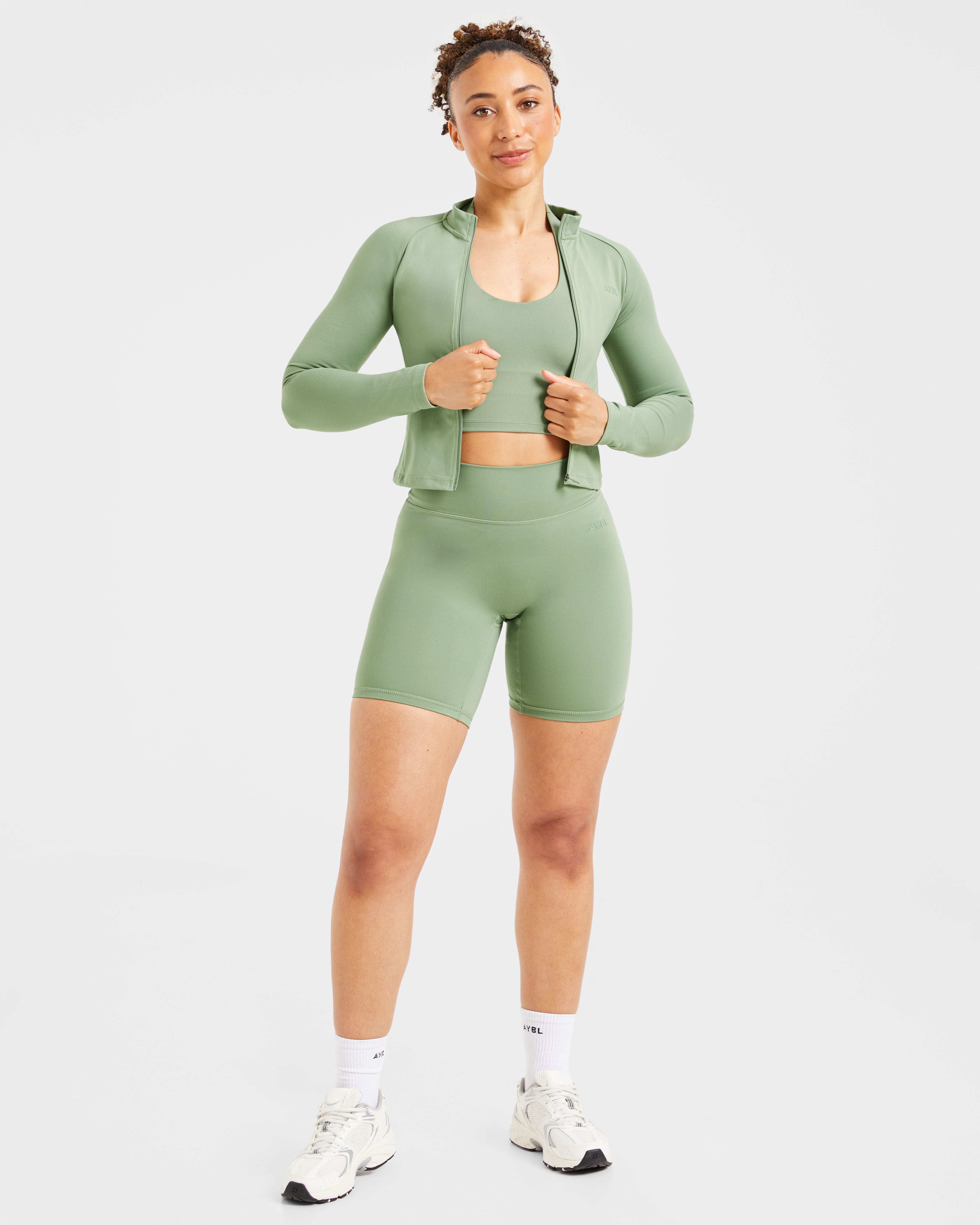 Staple Halterneck Crop Top - Olive Groen