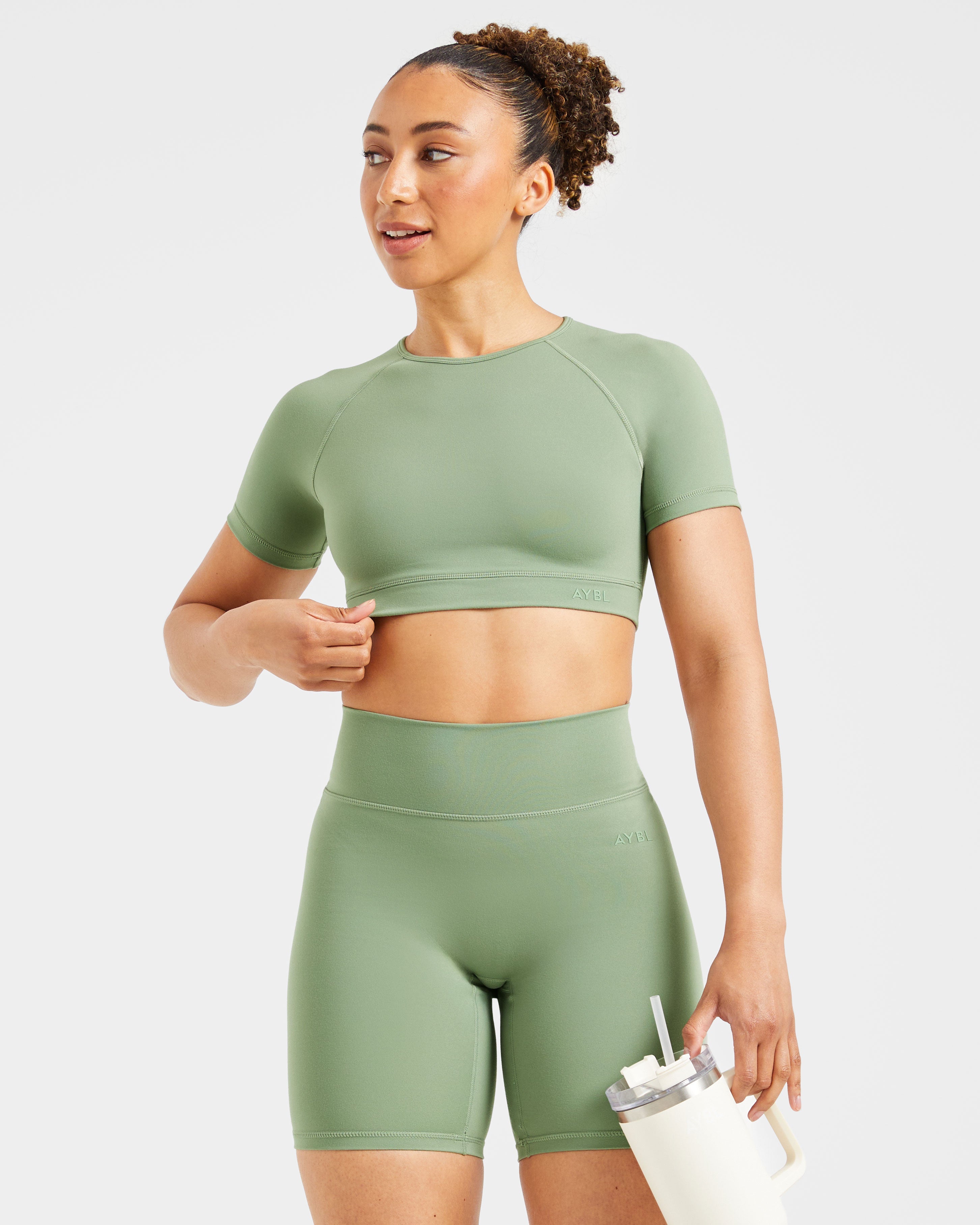 Staple Crop Top - Olive Groen