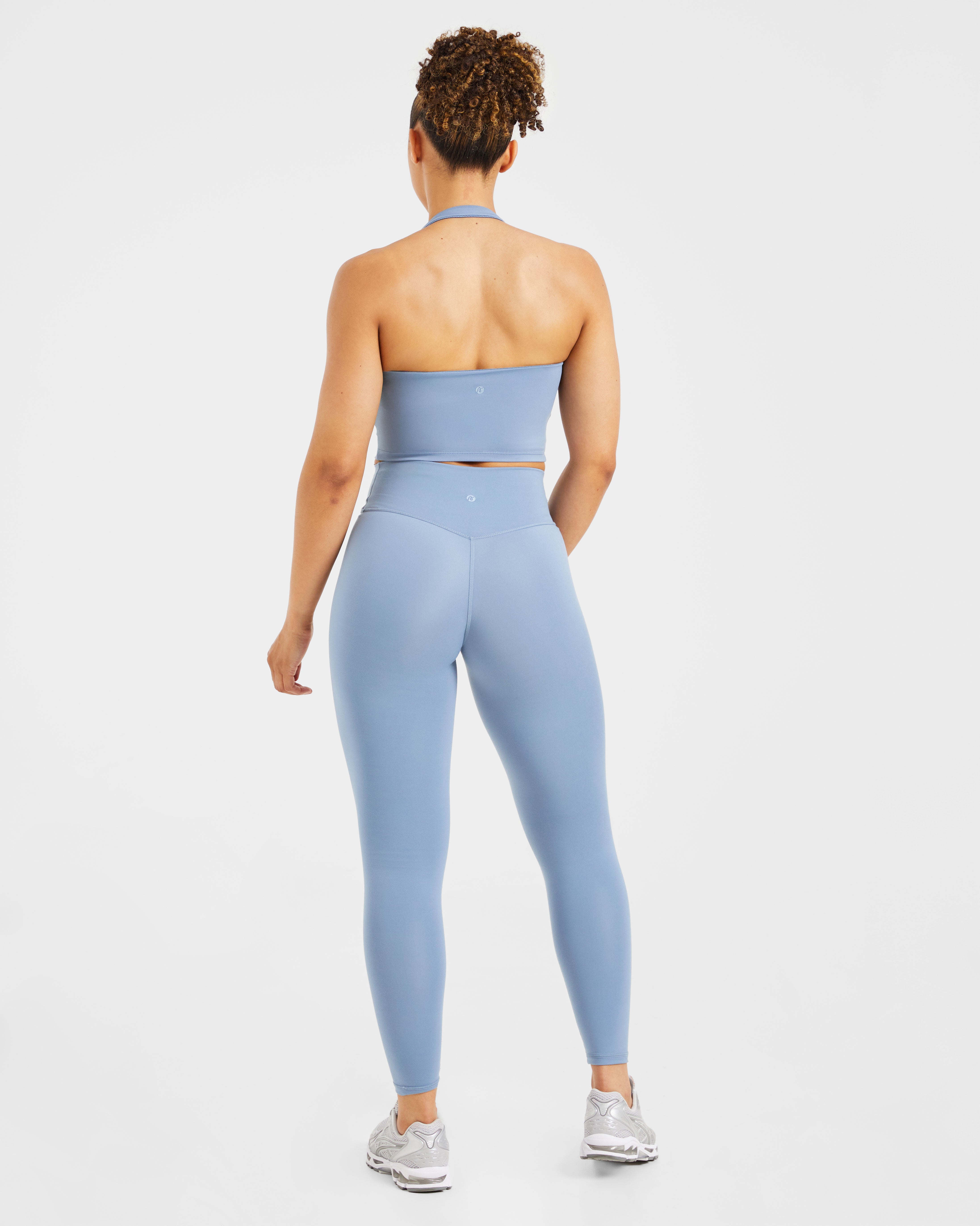 Staple Halterneck Crop Top - Slate Blauw