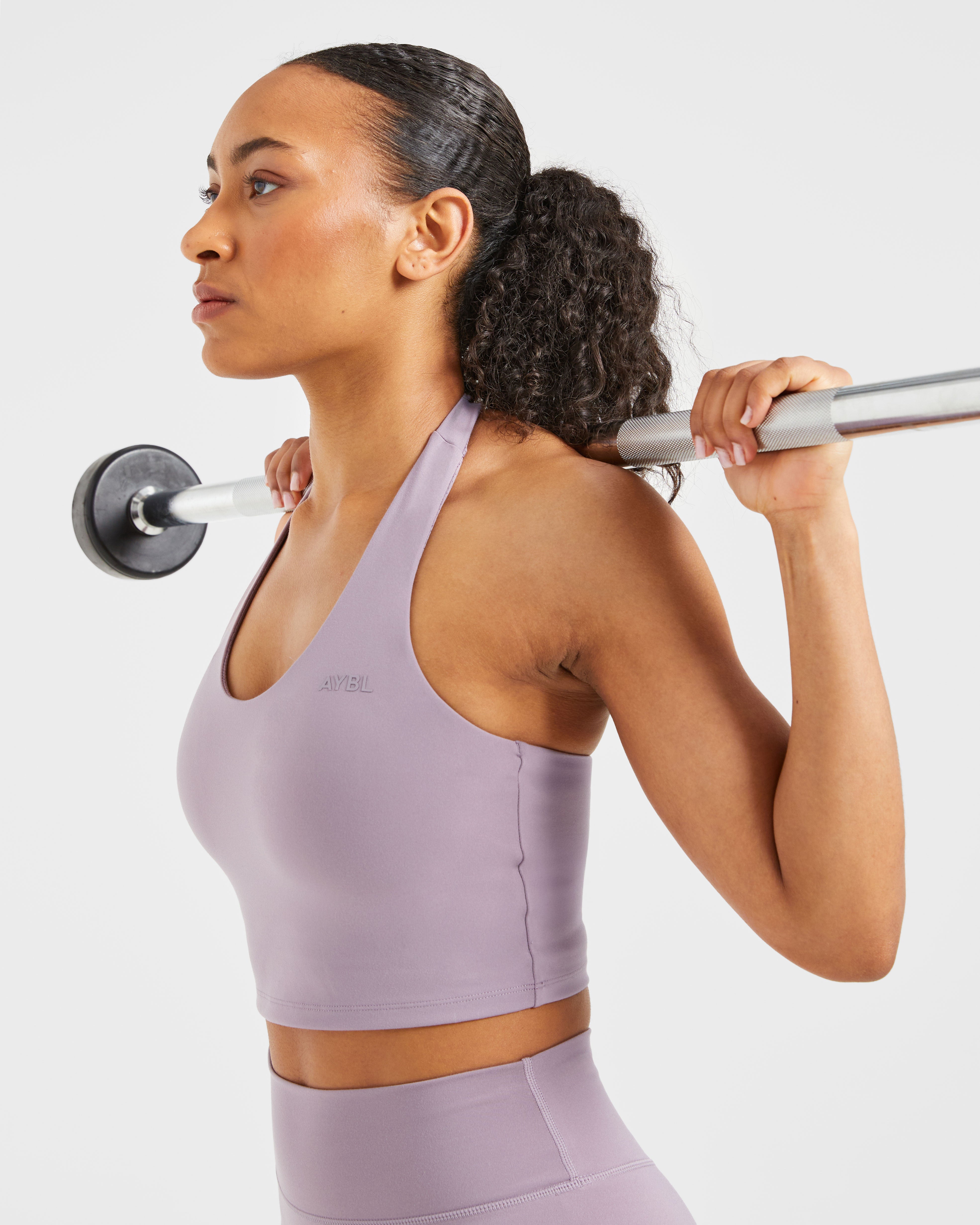 Staple Halterneck Crop Top - Mauve Paars