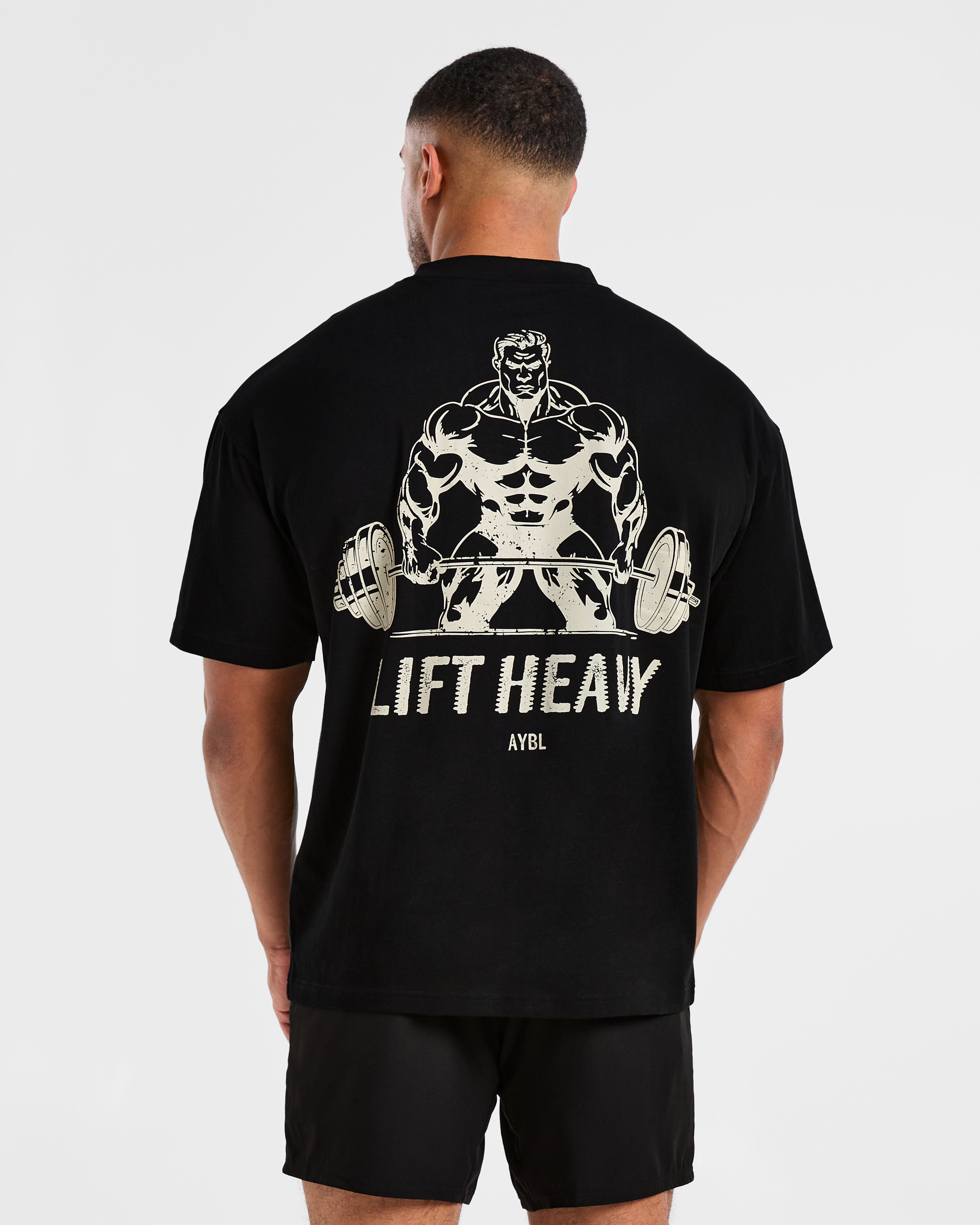 Lift Heavy Oversized T Shirt - Zwart/Off Wit