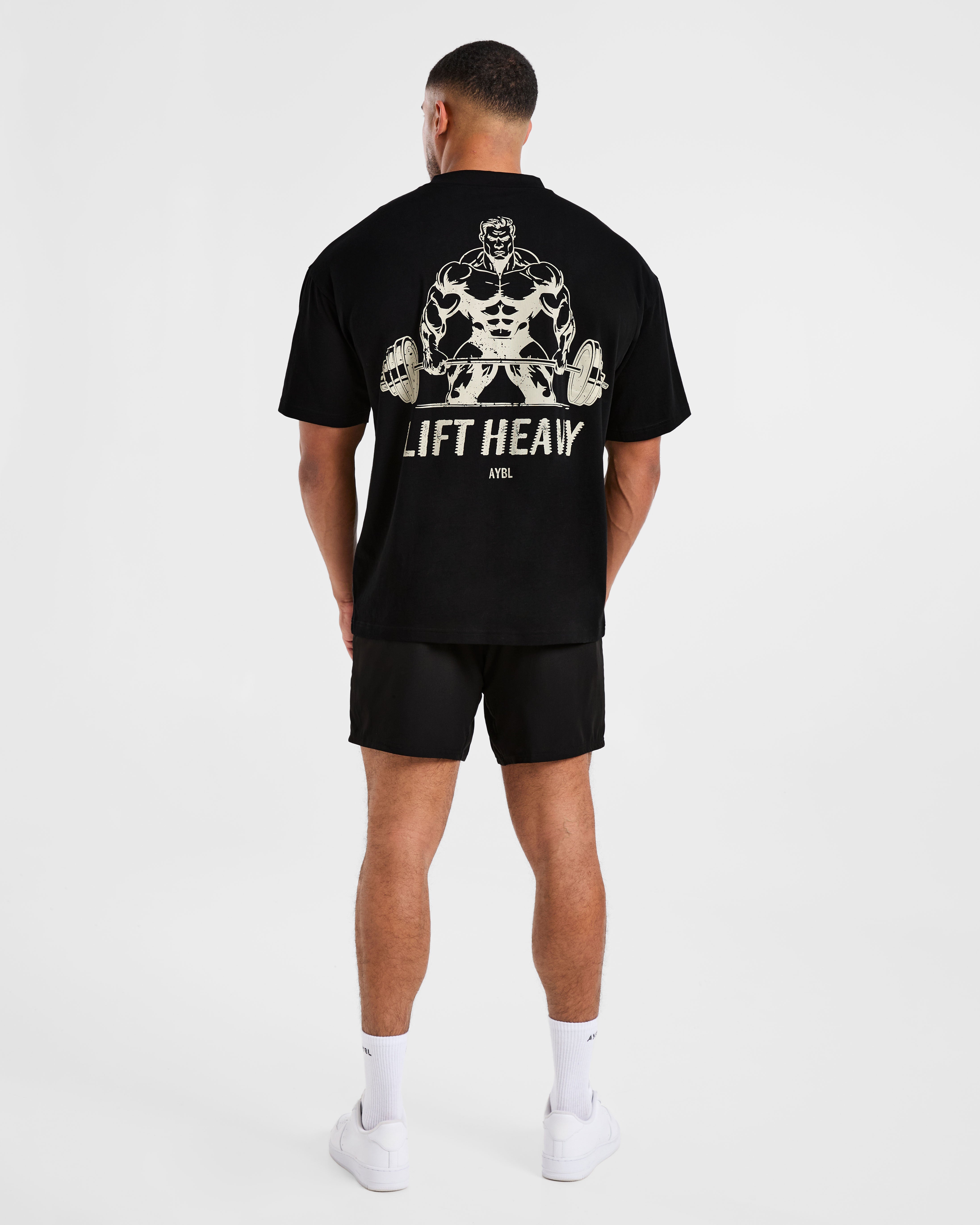 Lift Heavy Oversized T Shirt - Zwart/Off Wit