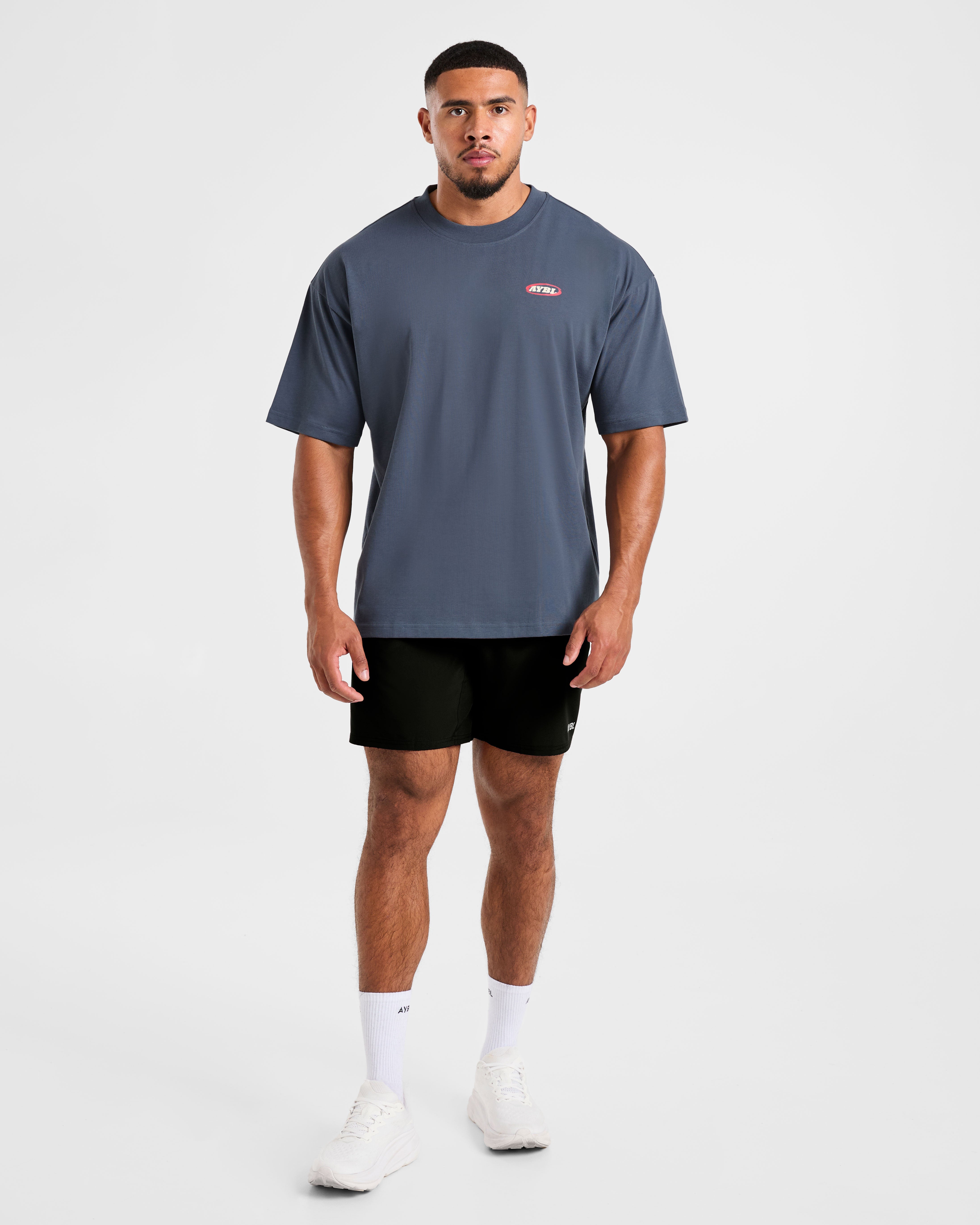 Athletics Script Oversized T Shirt - Vintage Blauw