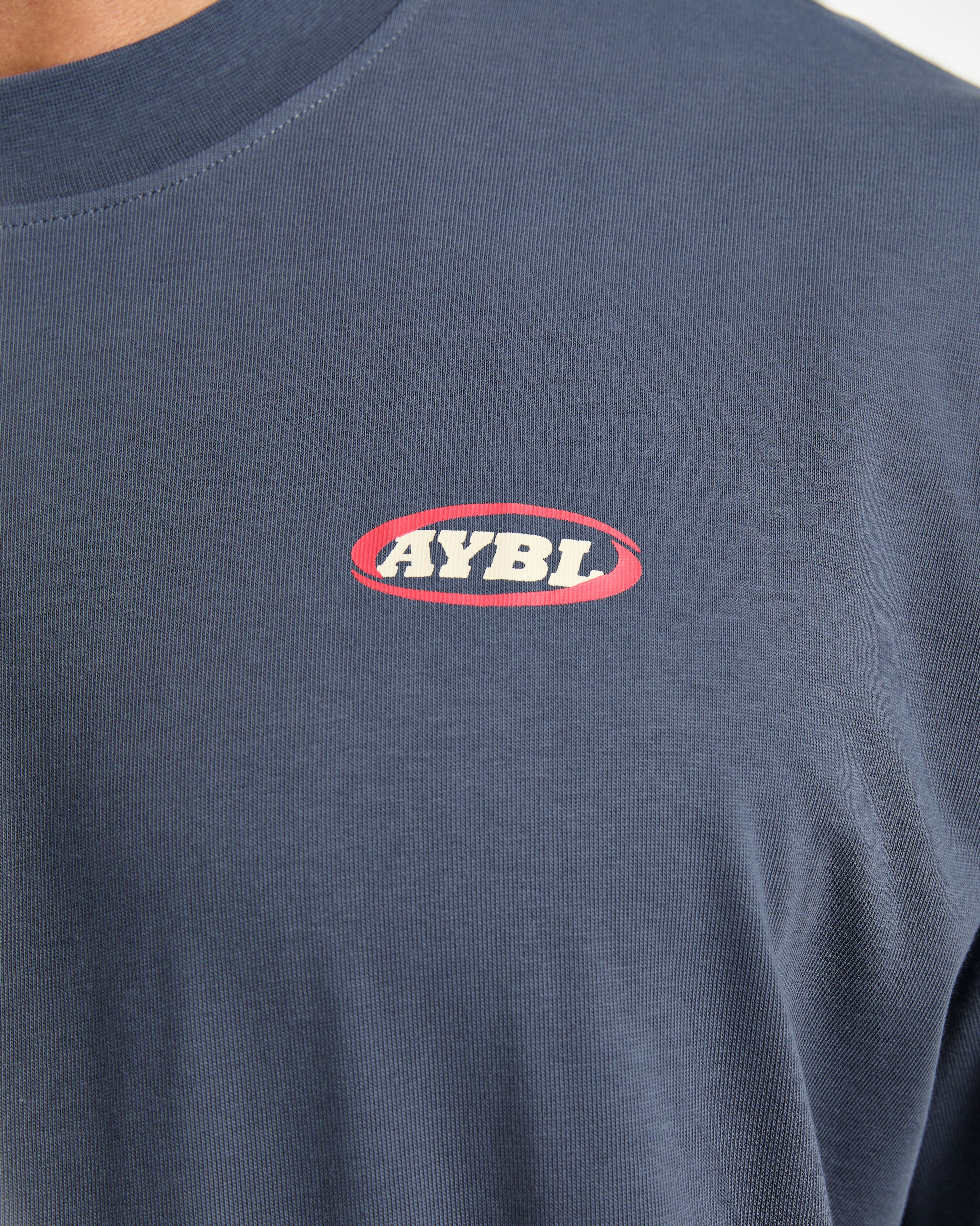 Athletics Script Oversized T Shirt - Vintage Blauw