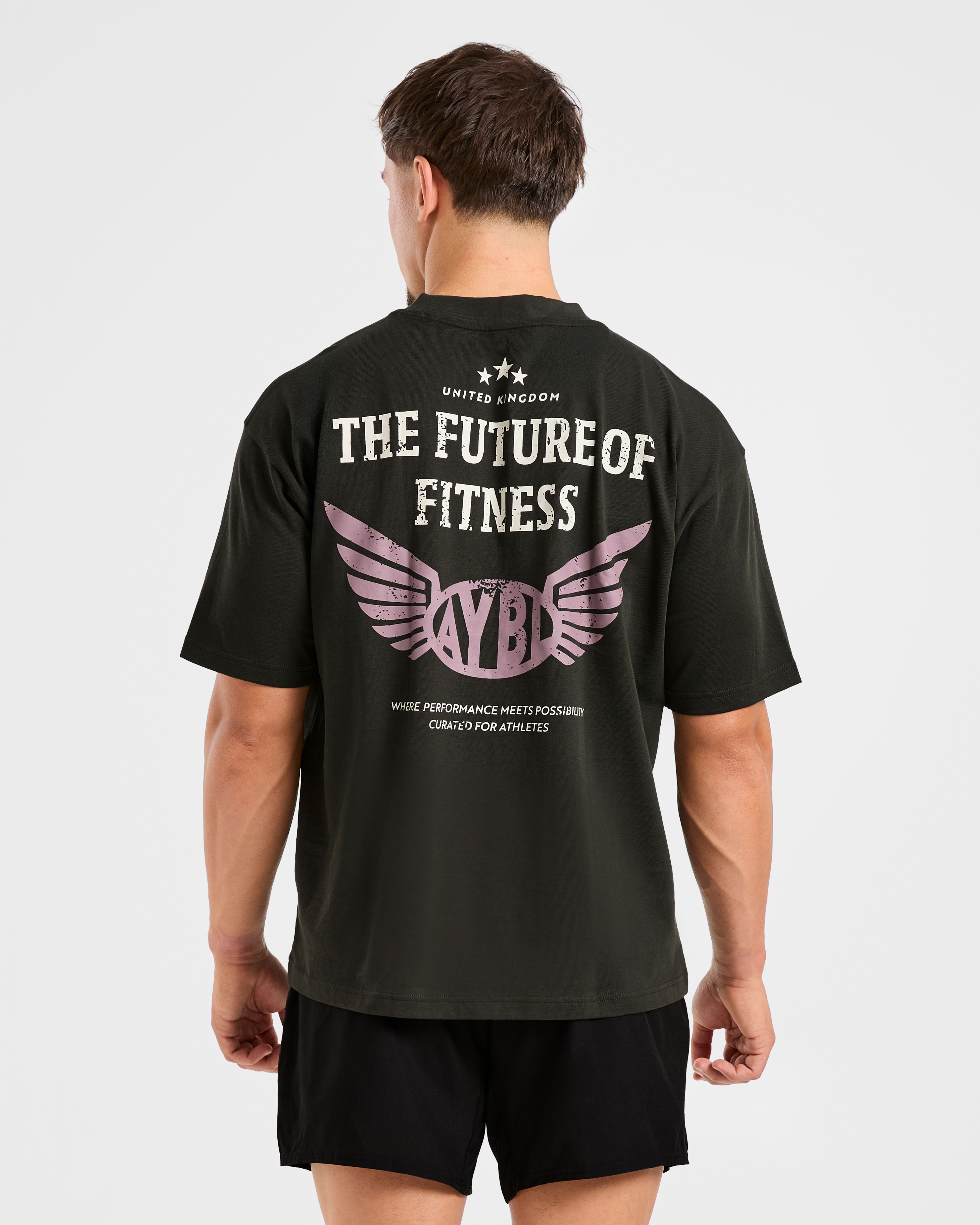 Future Fitness Oversized T Shirt - Charcoal/Mauve