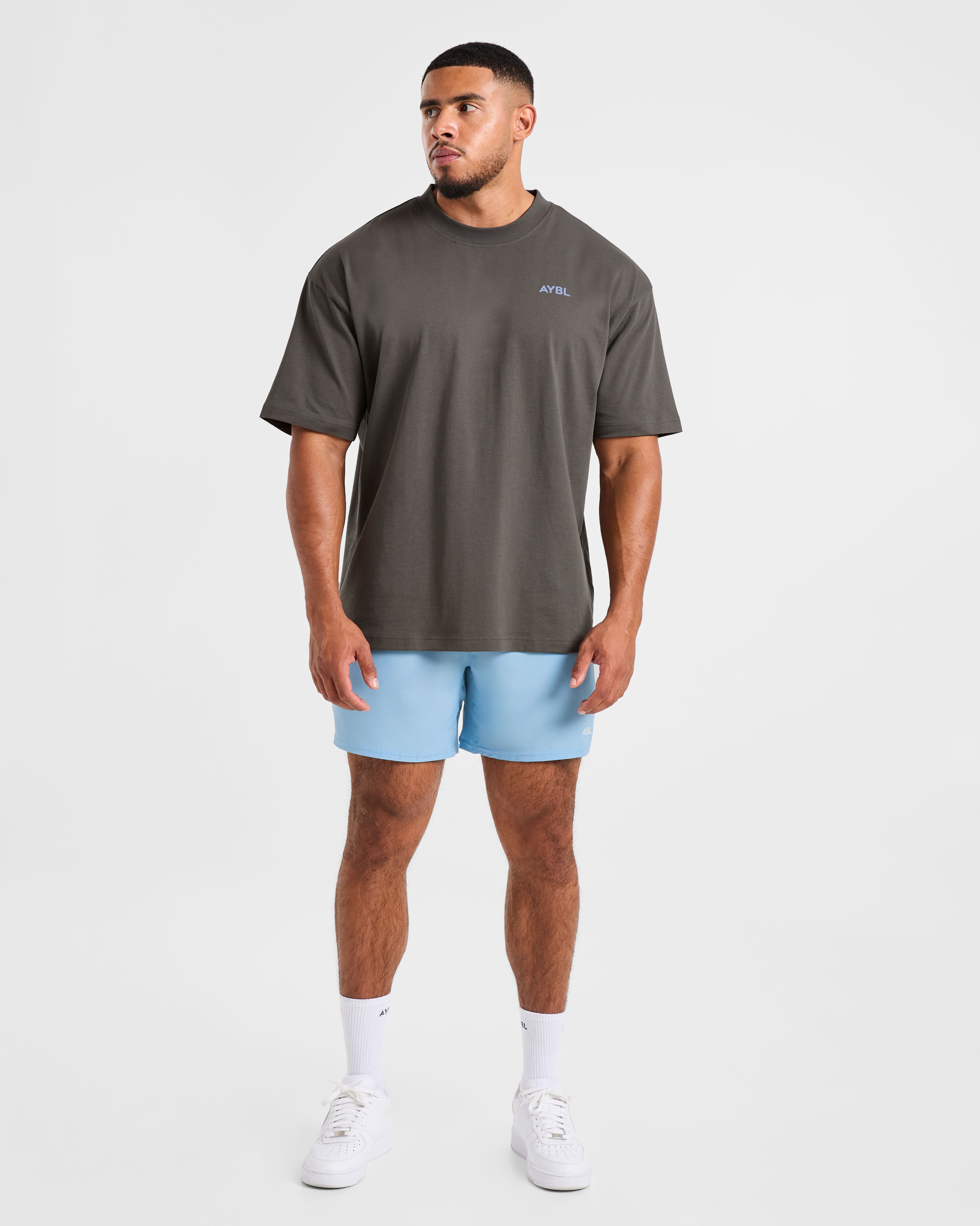 Essential Oversized T Shirt - Charcoal/Cornflower Blauw