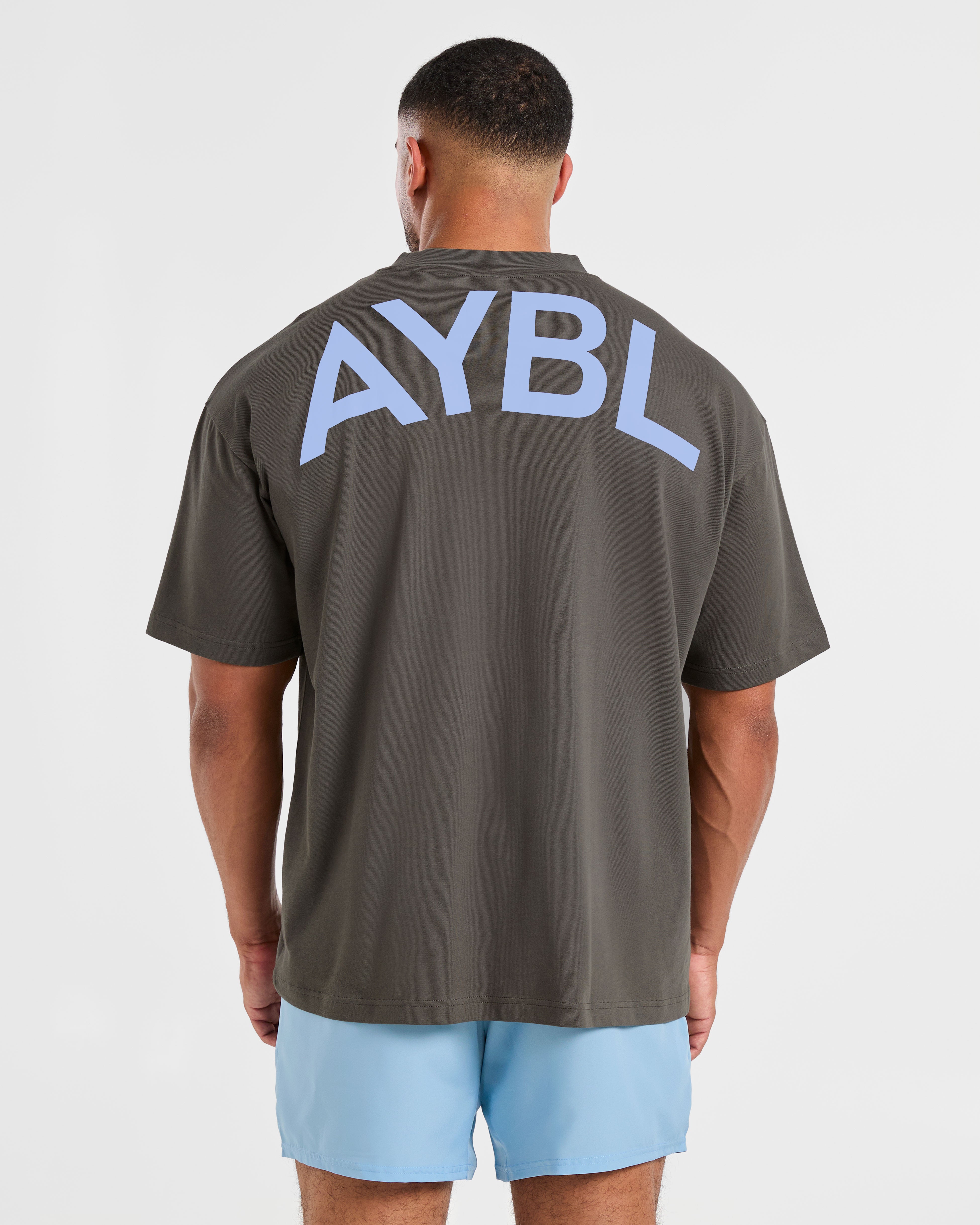 Essential Oversized T Shirt - Charcoal/Cornflower Blauw