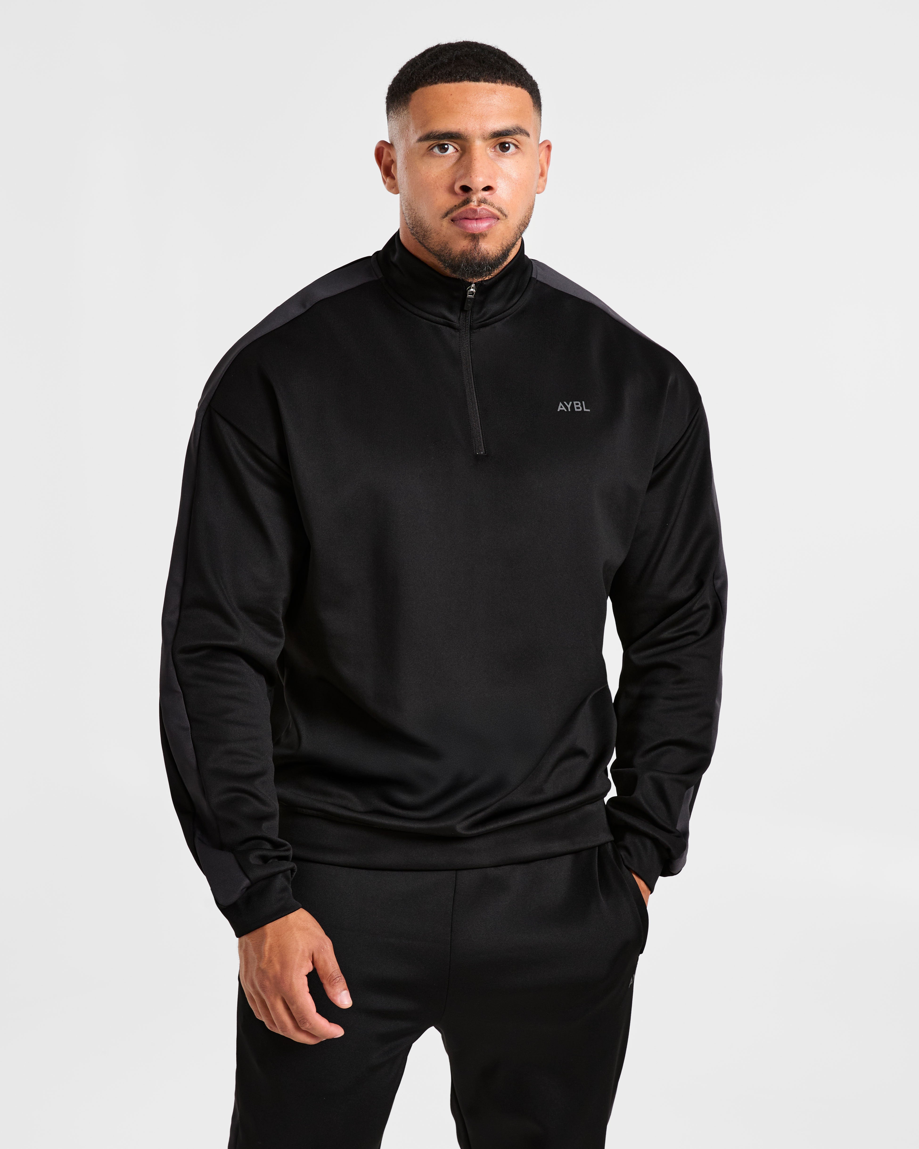 Classic Track 1/4 Zip Pullover - Zwart/Charcoal