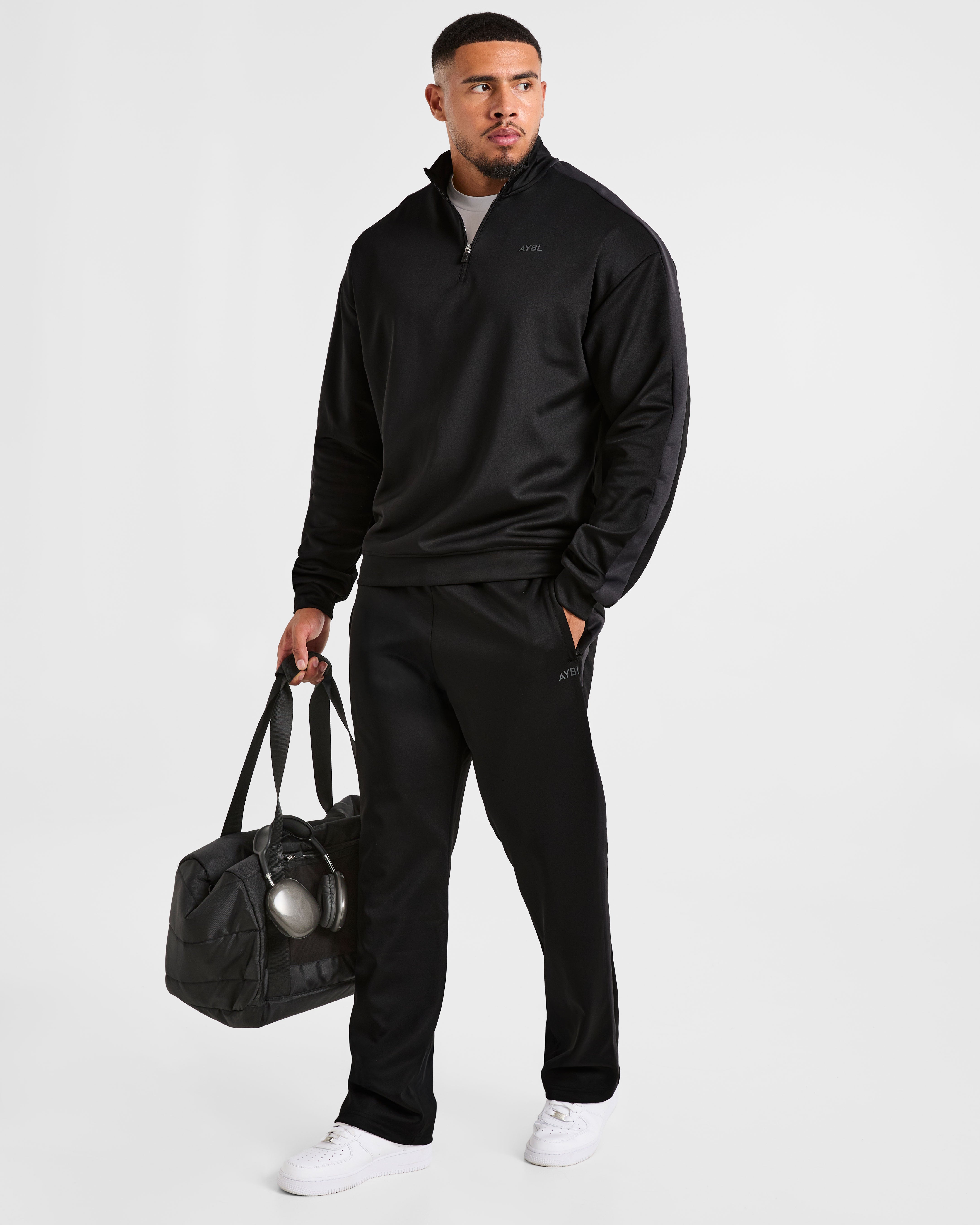 Classic Track 1/4 Zip Pullover - Zwart/Charcoal