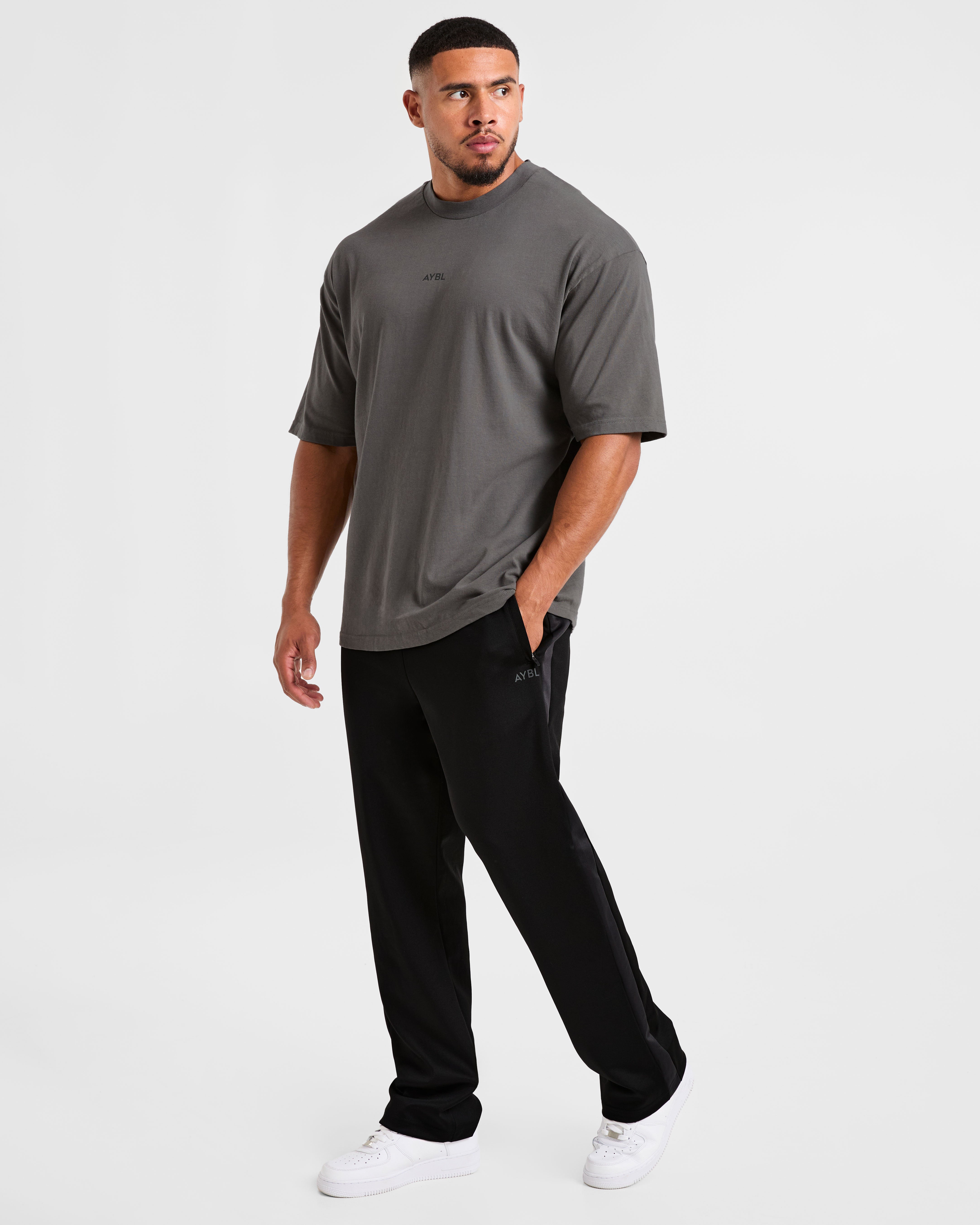 Classic Track Straight Leg Joggers - Zwart/Charcoal