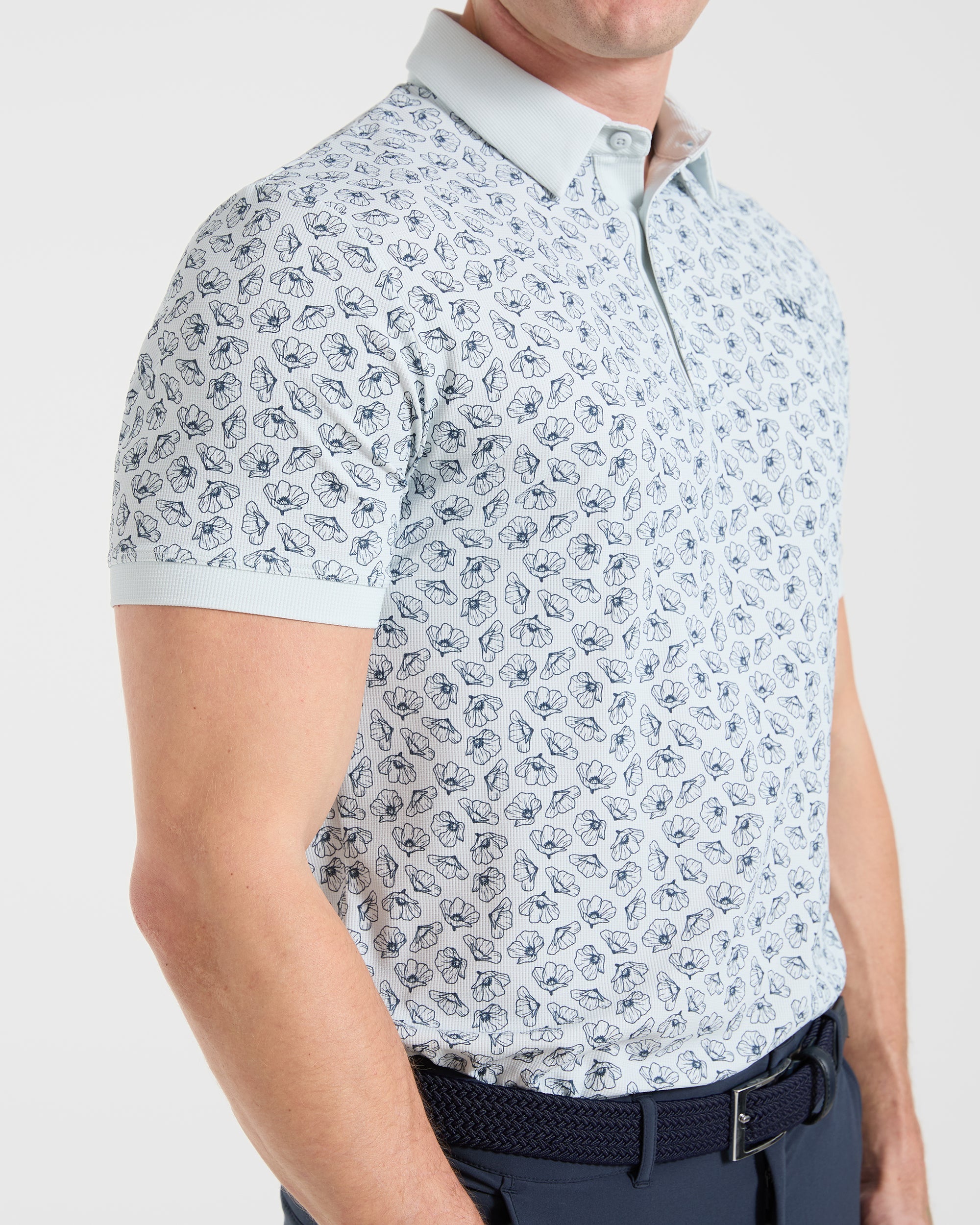 Precision Camellias Polo - Ice Blauw