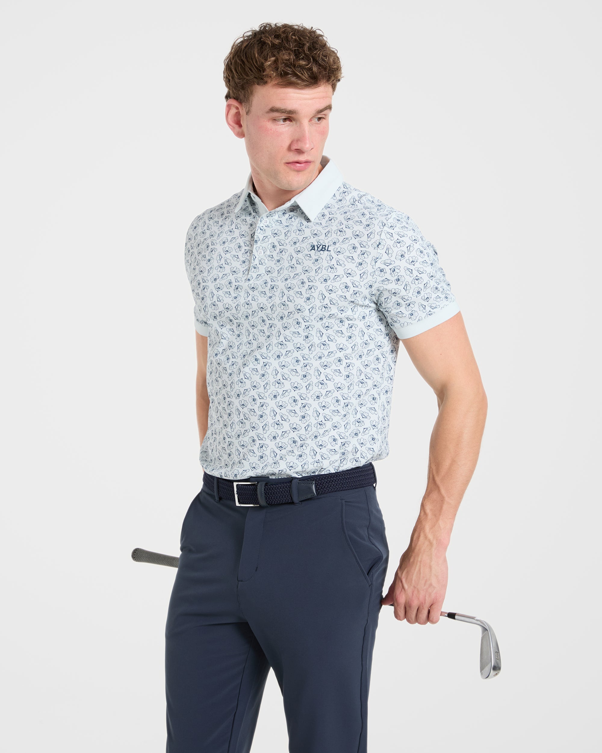 Precision Camellias Polo - Ice Blauw