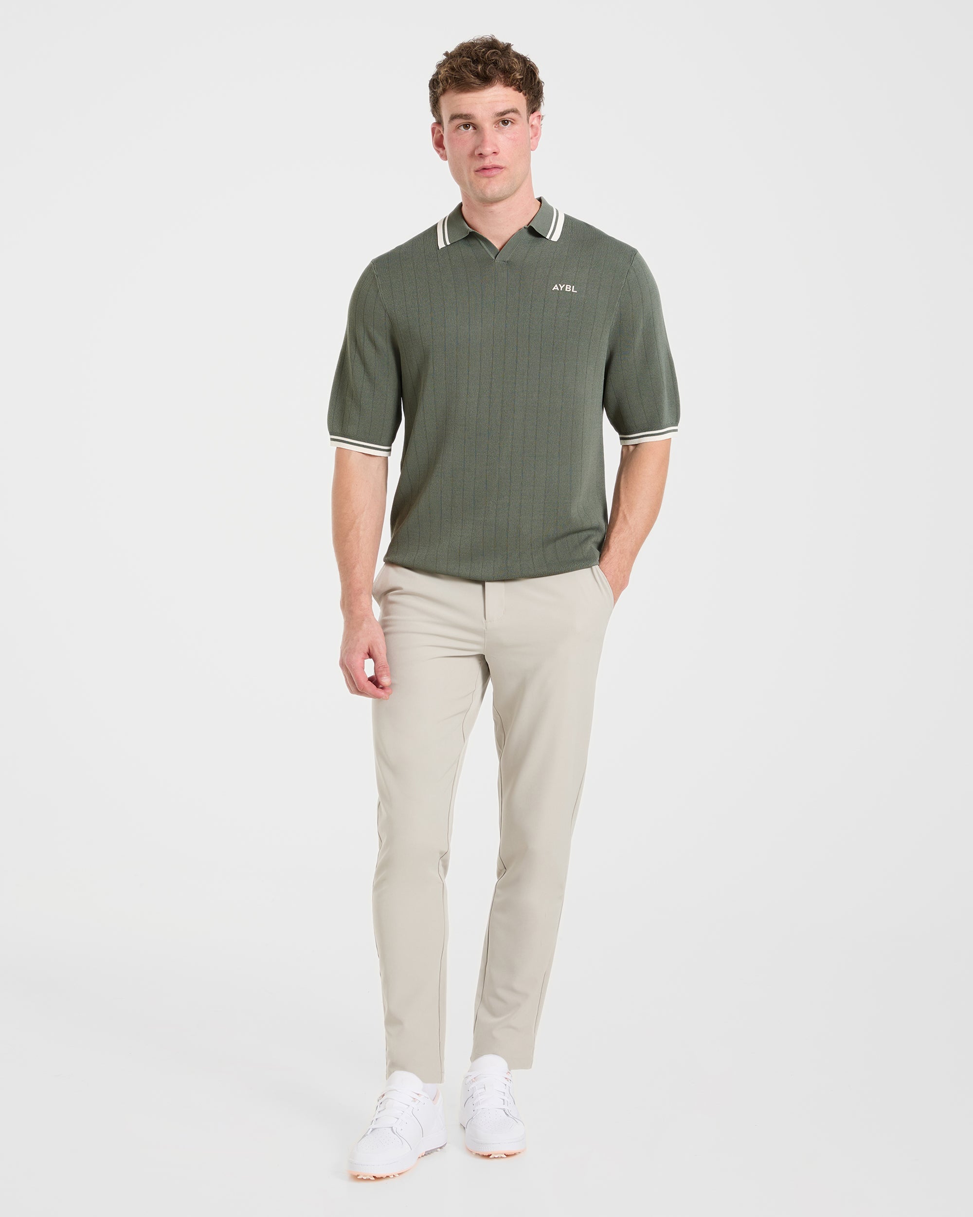 Classic Knitted Polo - Hillside Groen