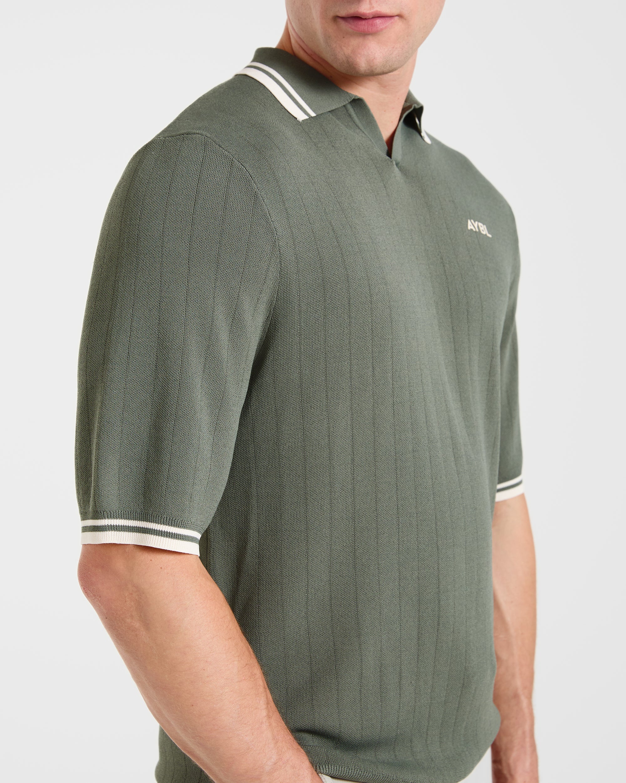 Classic Knitted Polo - Hillside Groen