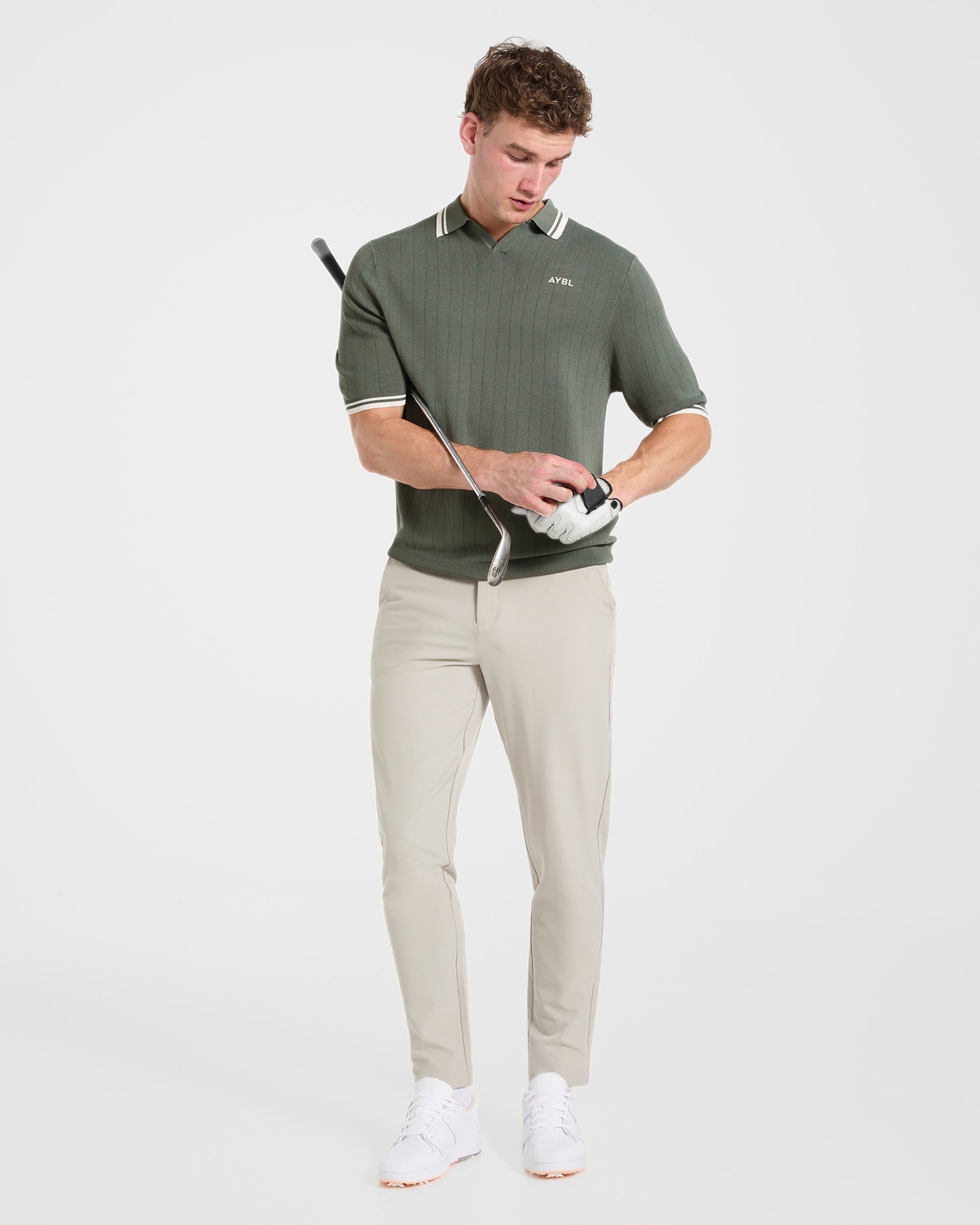 Classic Knitted Polo - Hillside Groen