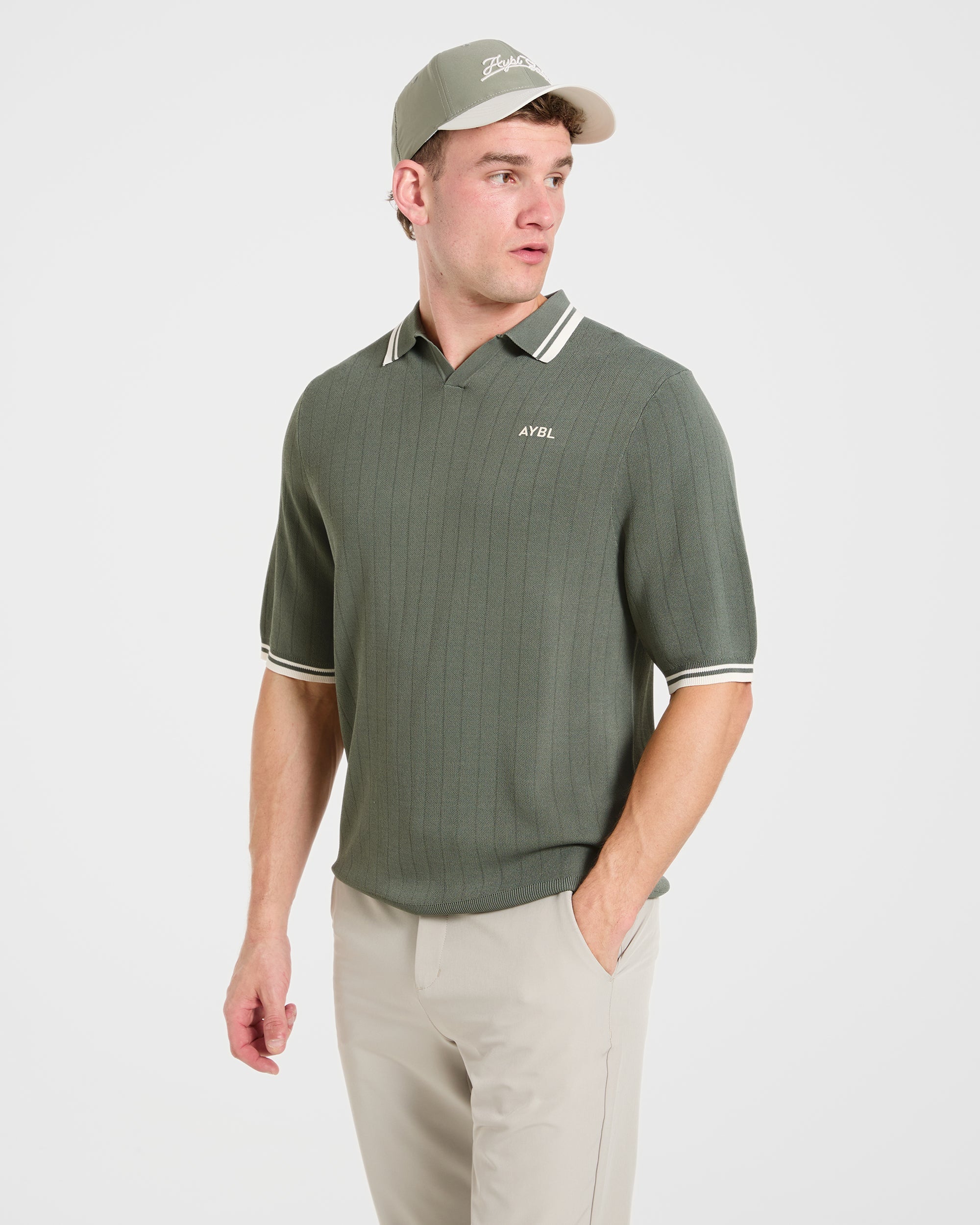 Classic Knitted Polo - Hillside Groen