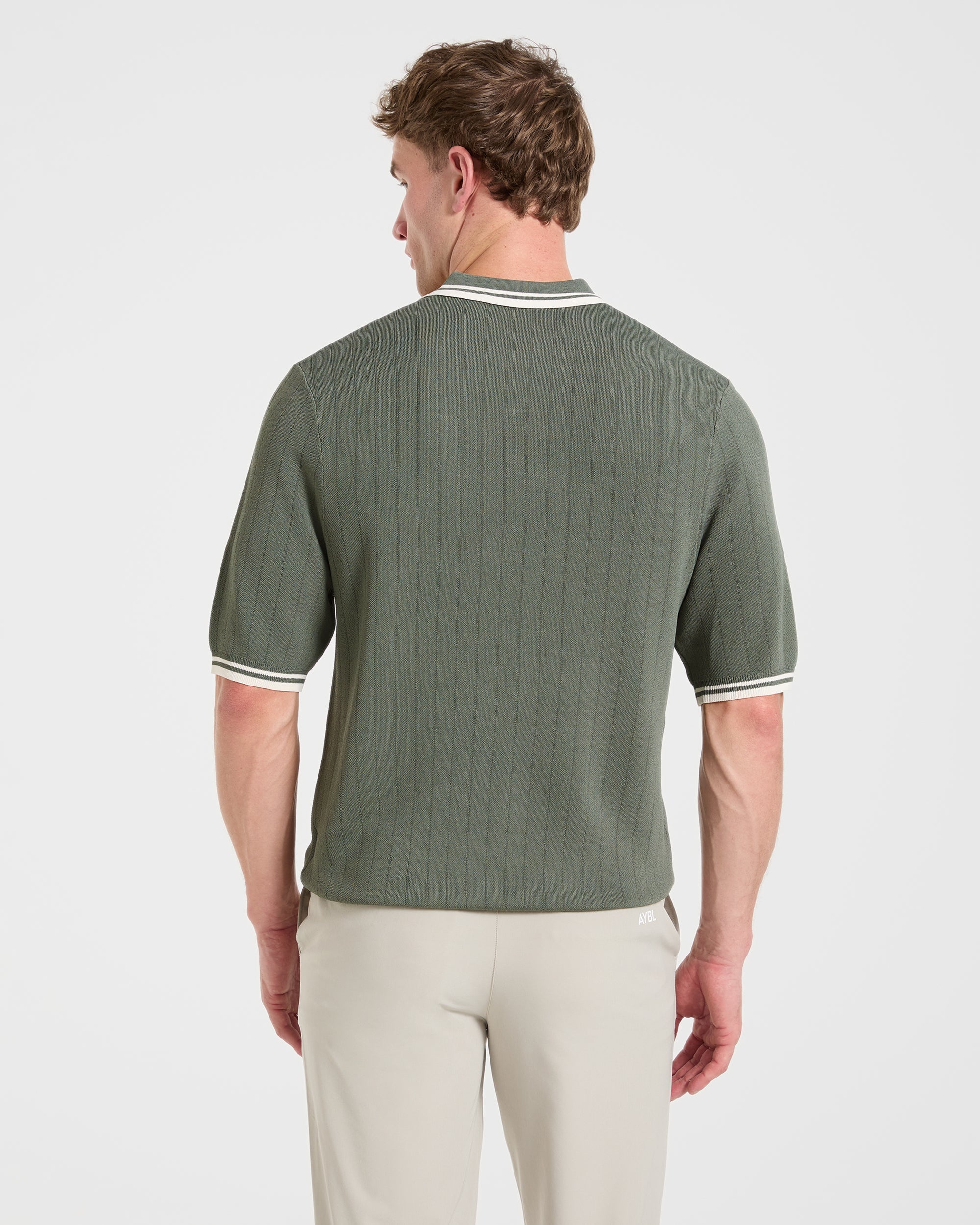 Classic Knitted Polo - Hillside Groen