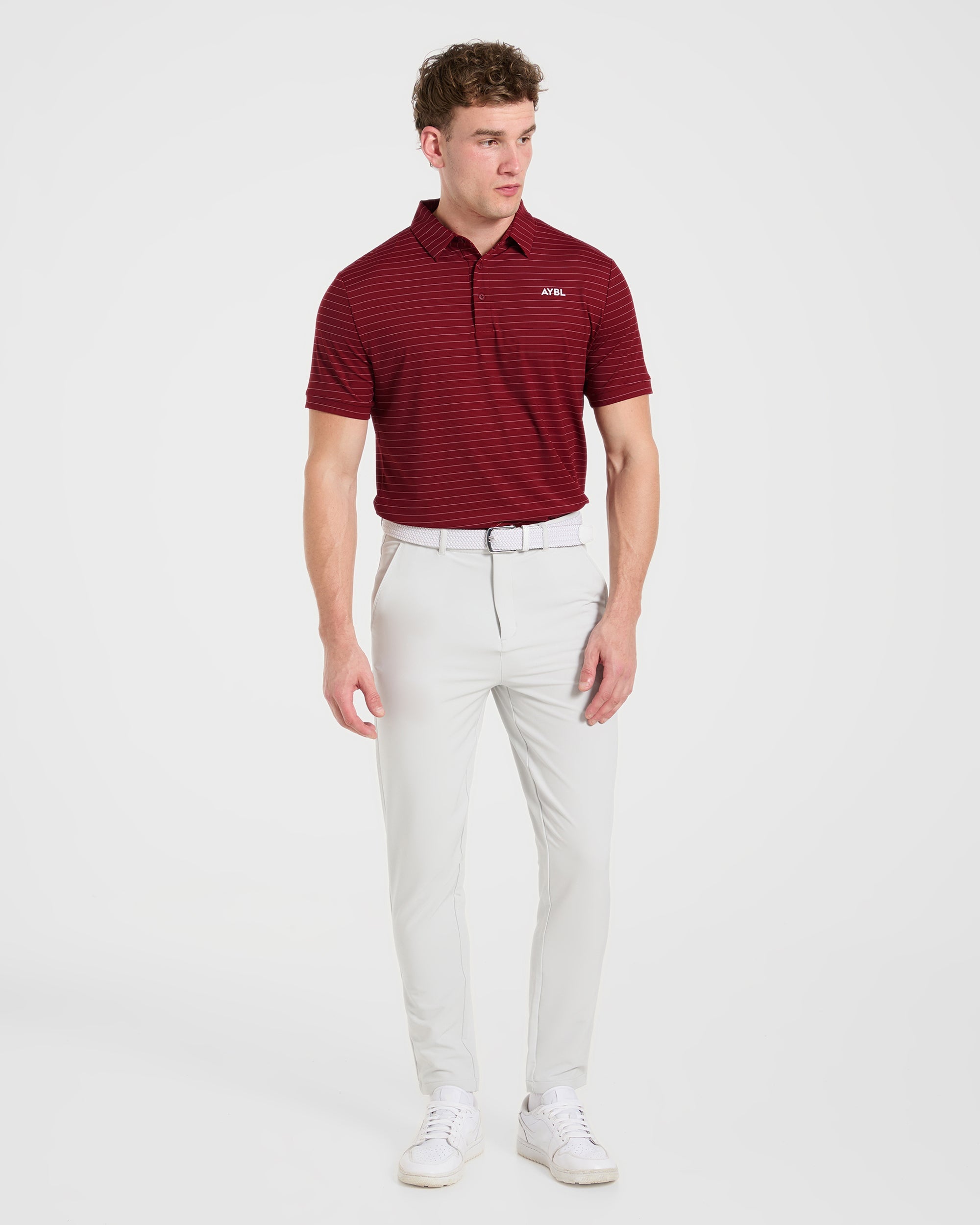 Classic Stripe Polo - Burgundy Rot