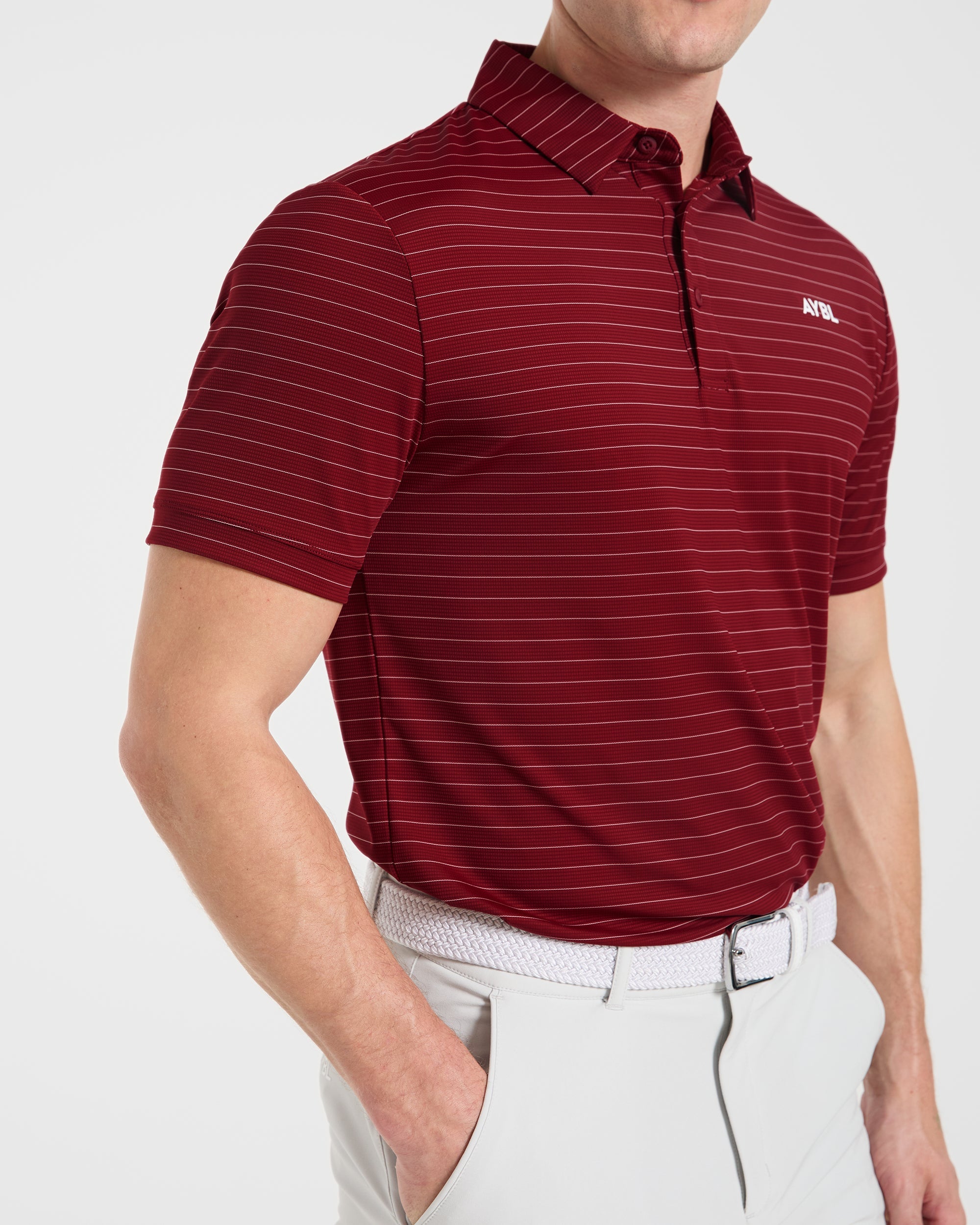 Classic Stripe Polo - Burgundy Rot
