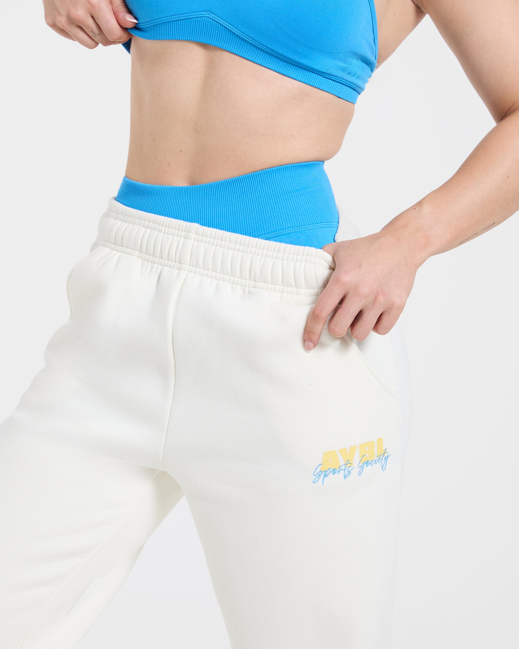 Sports Society Oversized Straight Leg Joggers - Off Wit