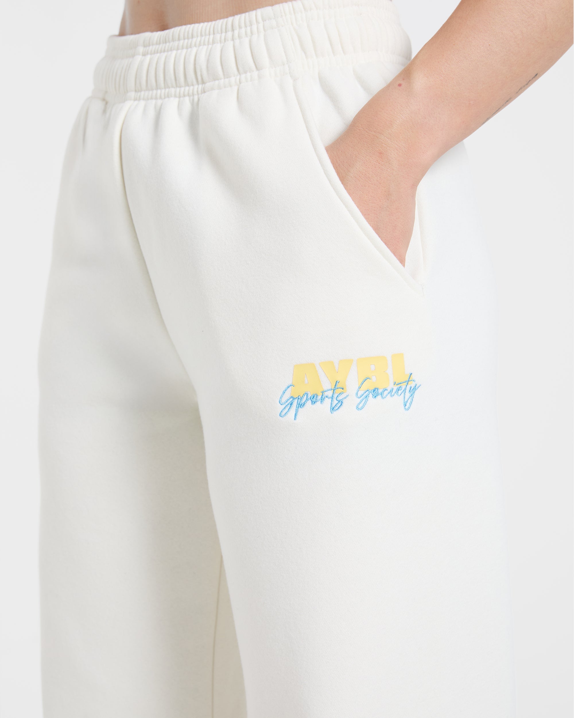 Sports Society Oversized Straight Leg Joggers - Off Wit
