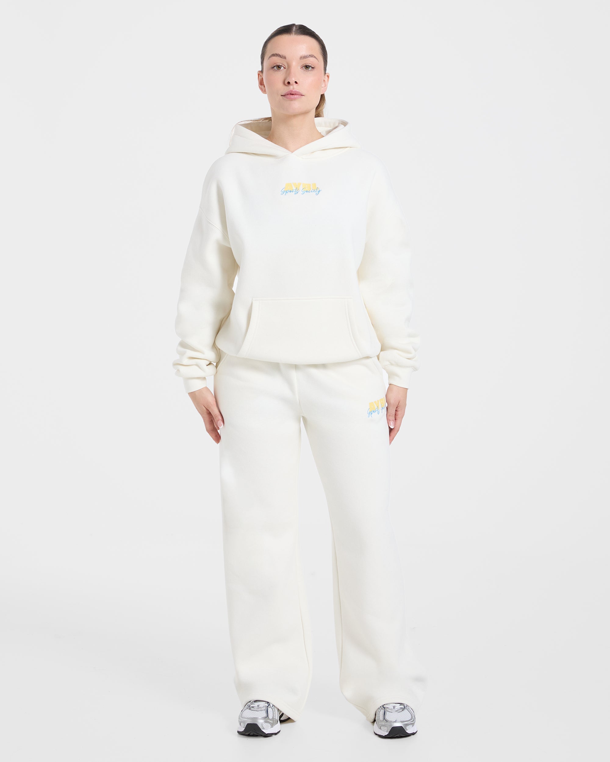 Sports Society Oversized Straight Leg Joggers - Off Wit
