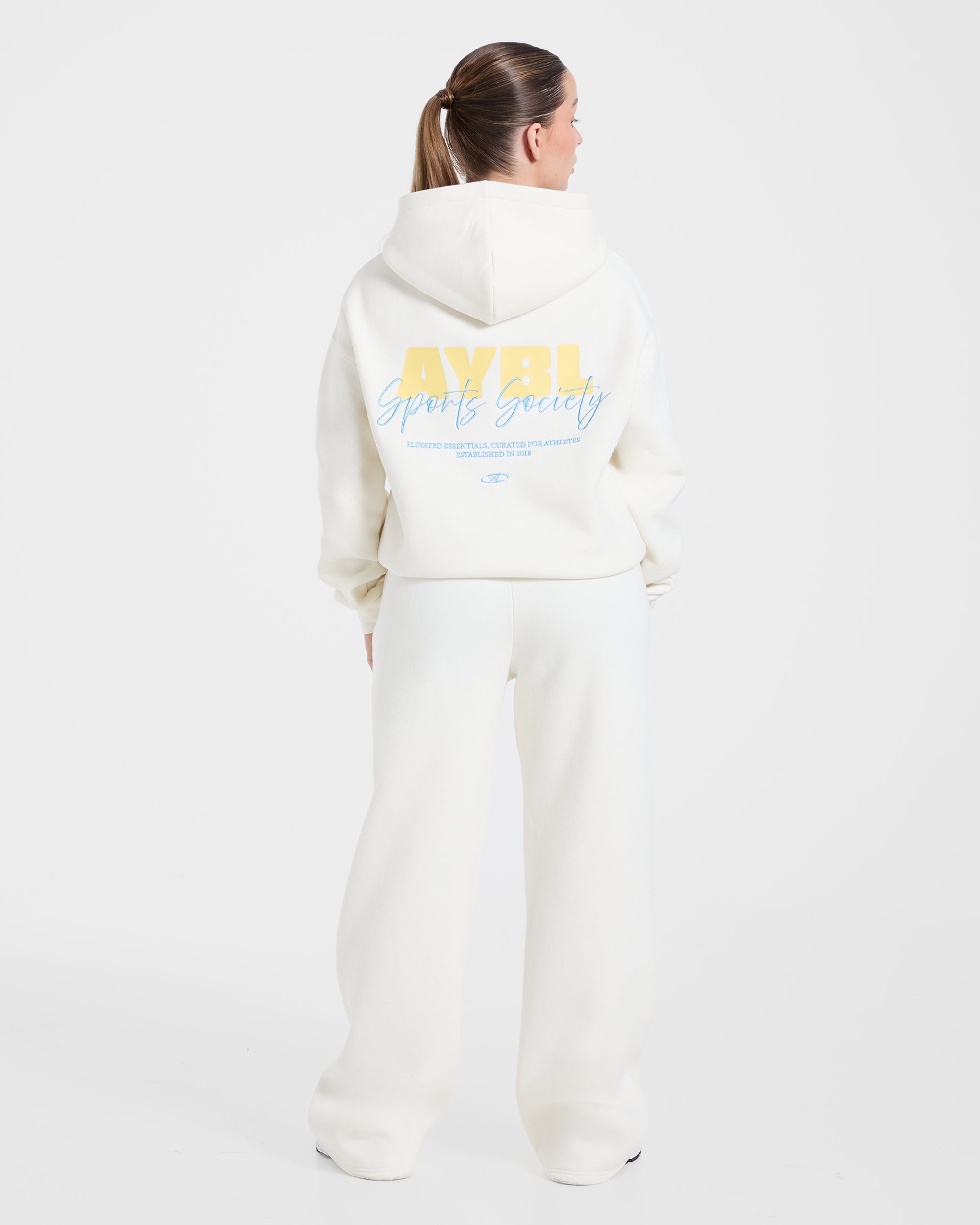 Sports Society Oversized Straight Leg Joggers - Off Wit