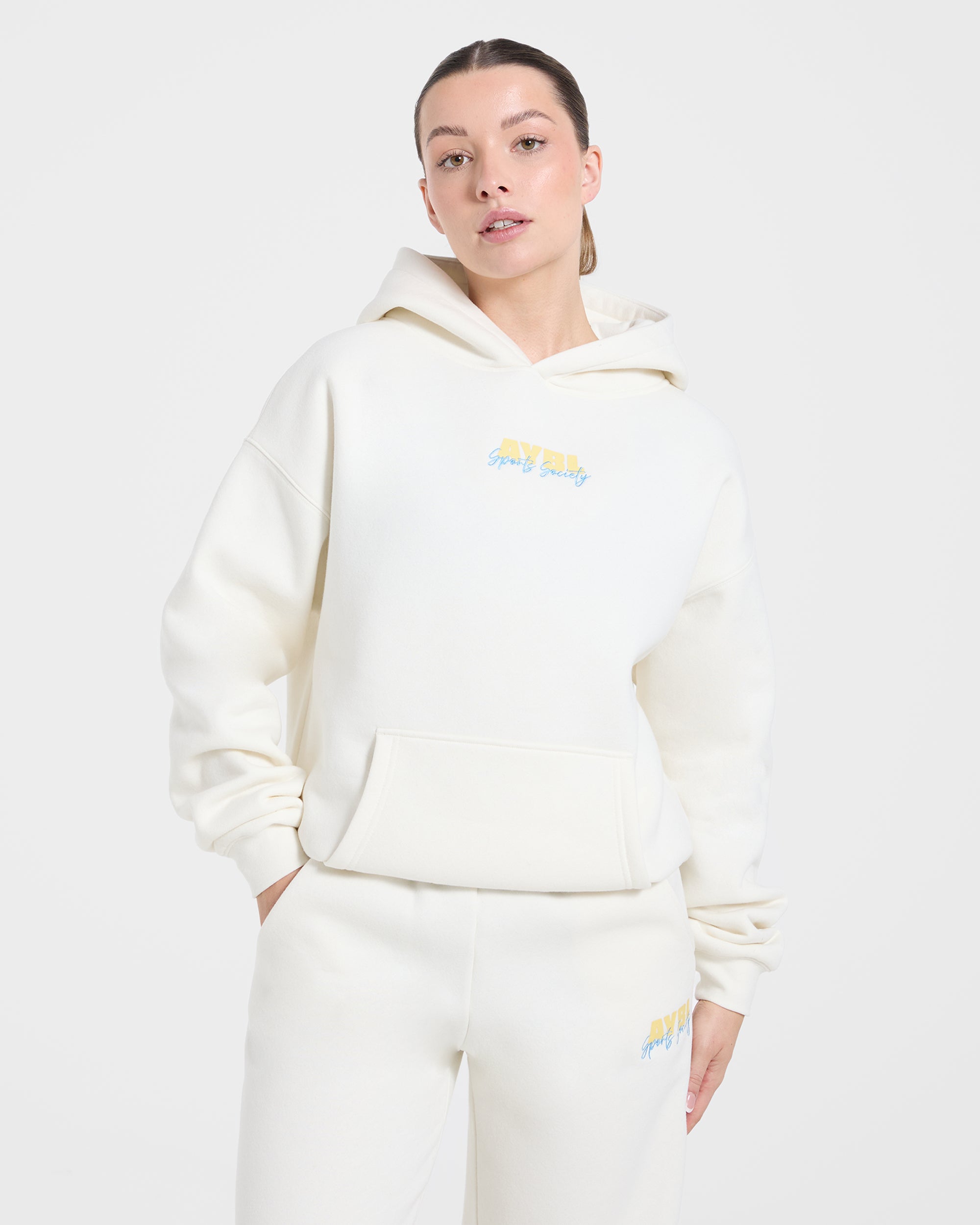 Sports Society Oversized Hoodie - Off Wit