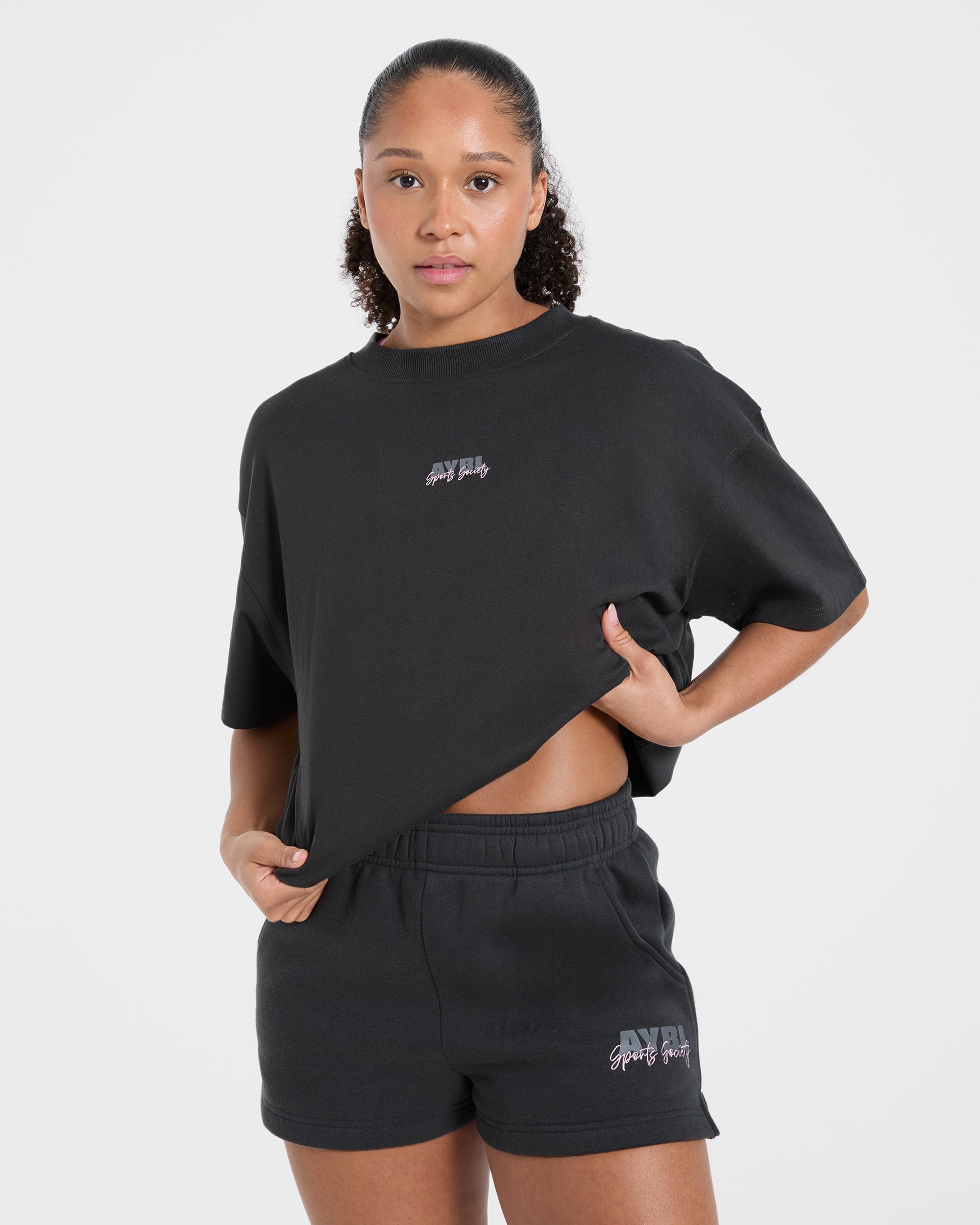 AYBL Sports Society Oversized T Shirt - Charcoal