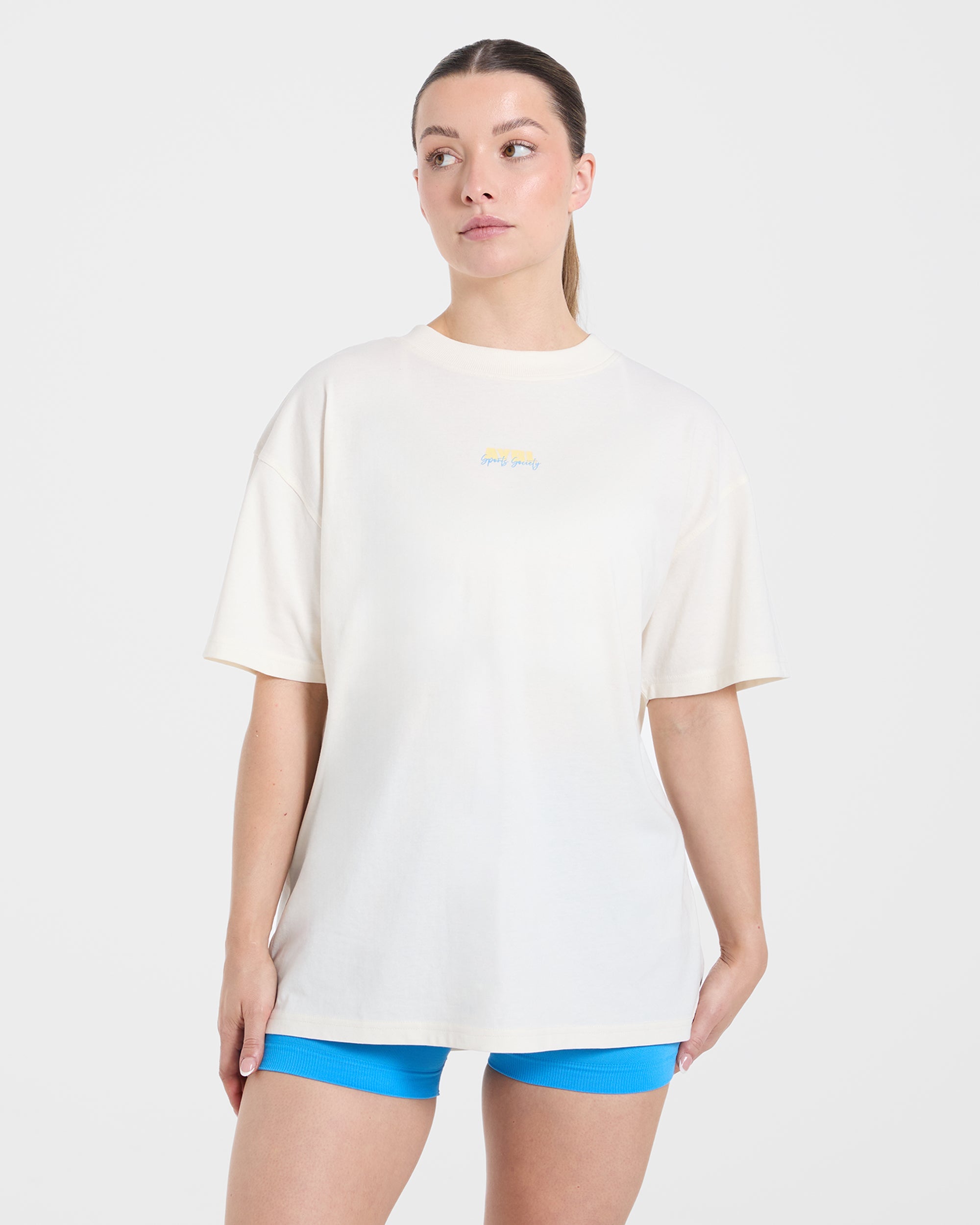 AYBL Sports Society Oversized T Shirt - Off Wit